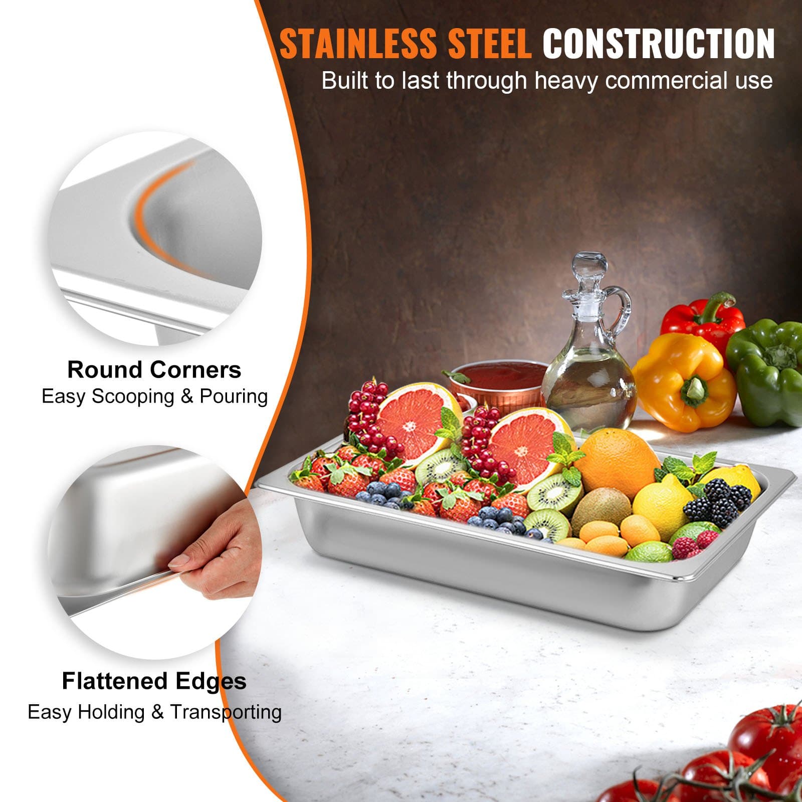 Professional Stainless Steel Gastronorm Pan - GN 1/1, 13 Litres - image 4