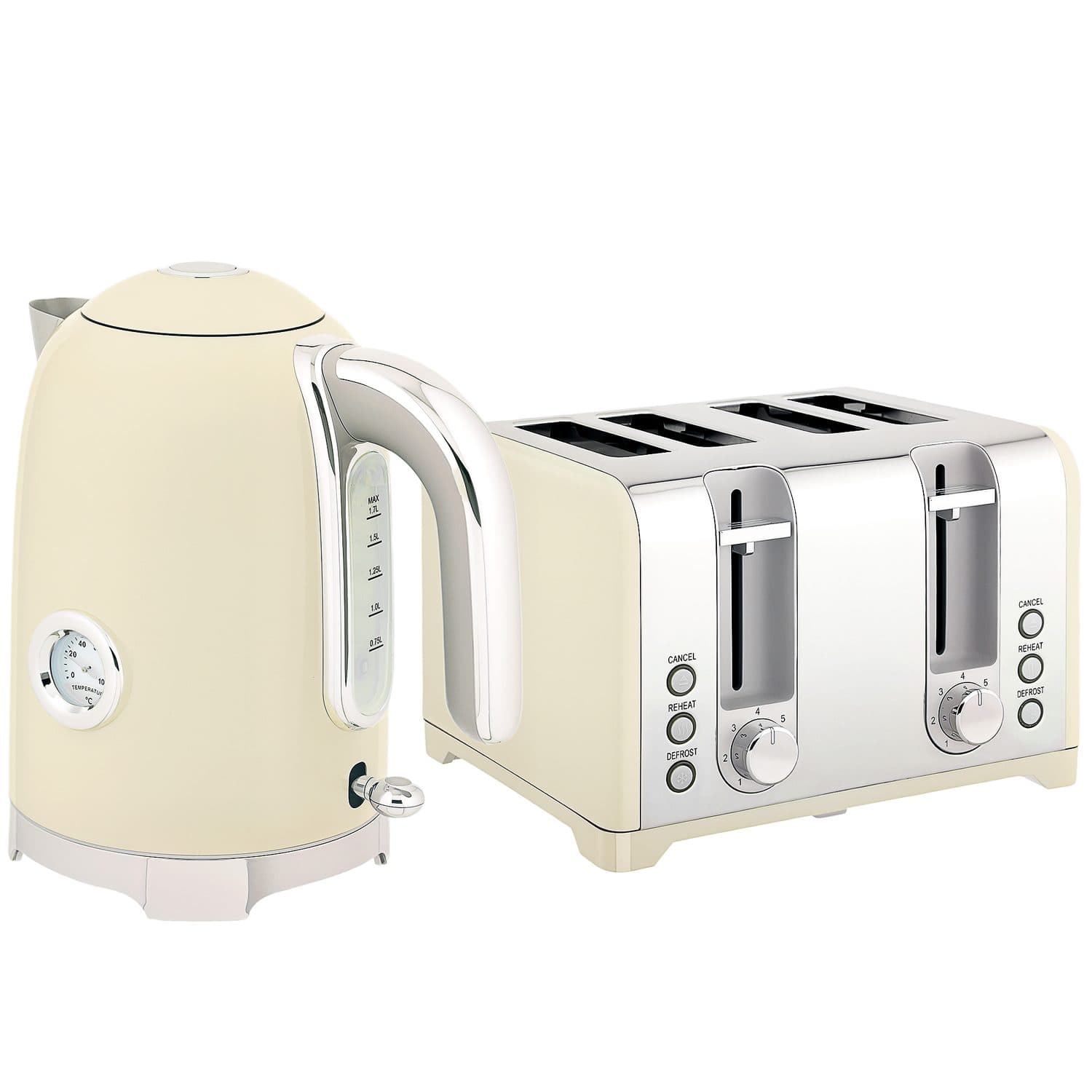 Cream Retro Kettle & Toaster Set - Cream