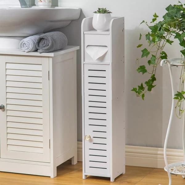 Tall Bathroom Cabinet for Slim, Organised Spaces - White