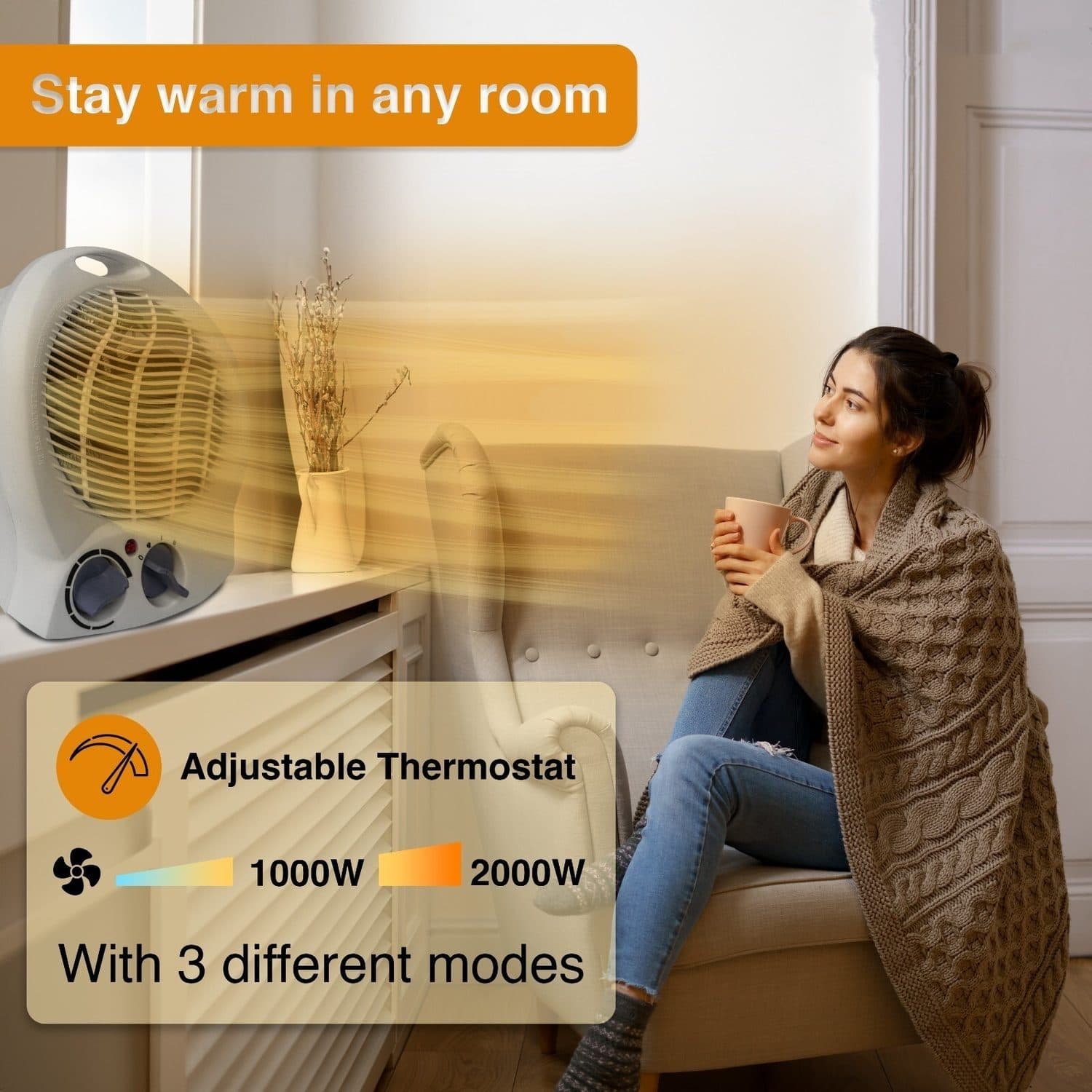 Portable Electric Fan Heater with Hot & Cool Settings - image 10