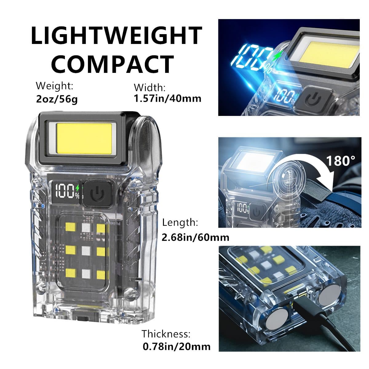 Pocket LED Work Light with COB Side Panel, Magnetic Base and Belt Clip - image 7