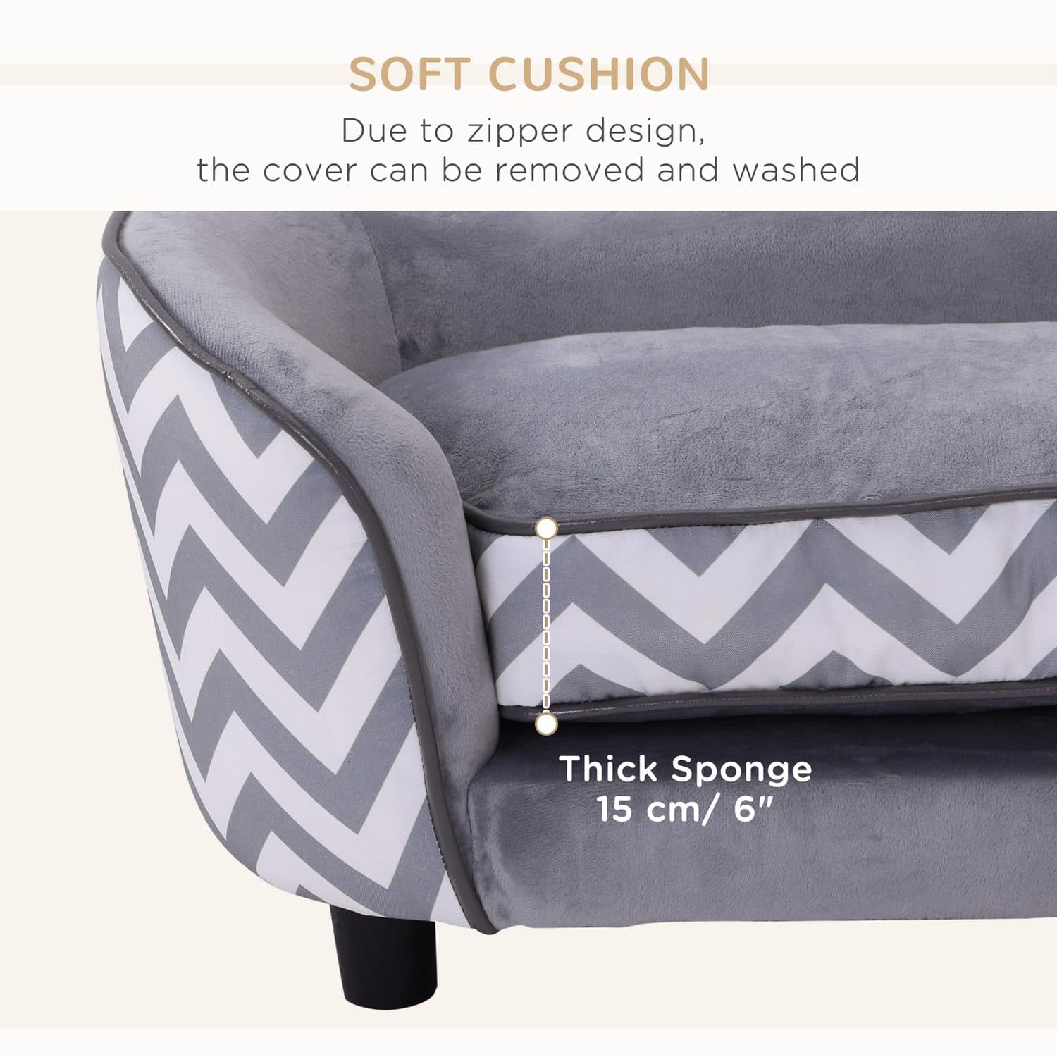 Plush Grey XS Dog Sofa - image 4