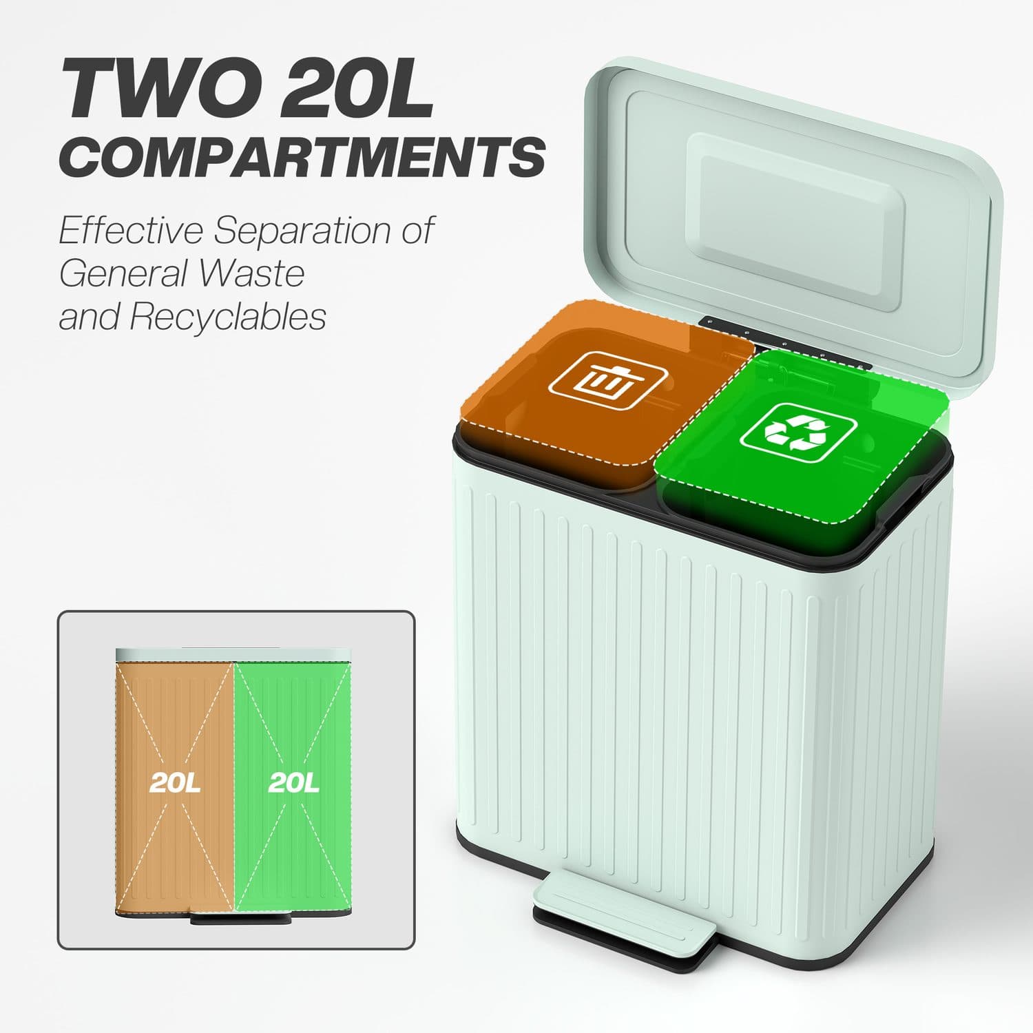 Sort Waste and Recycling with This 40L Dual Pedal Bin - image 4