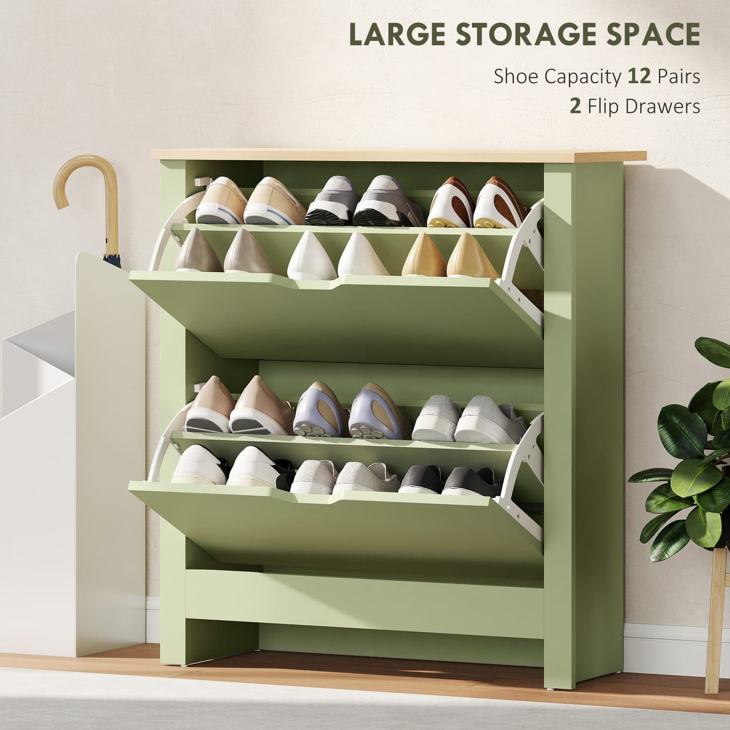 Slim Green Shoe Cabinet - image 2