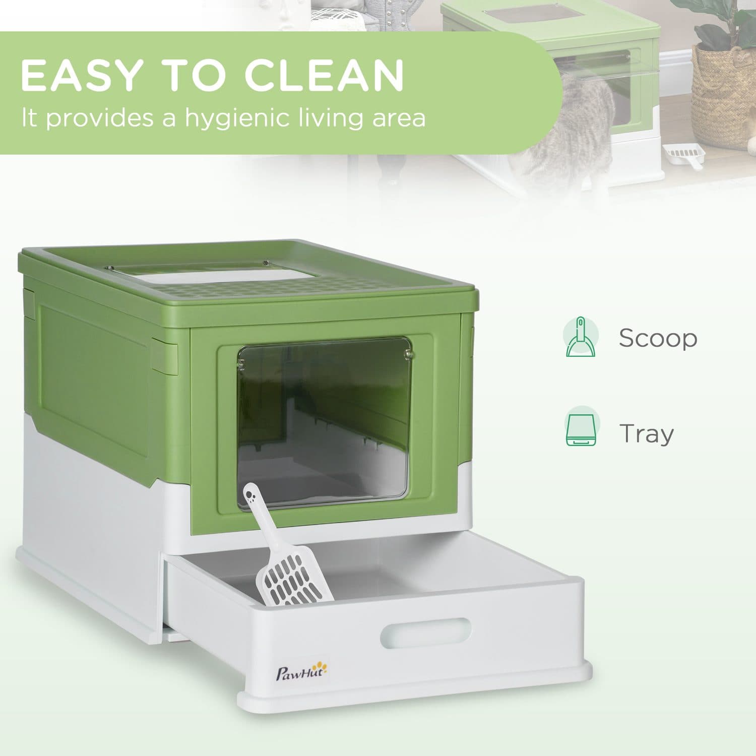 Enclosed Cat Litter Tray with Front Entry & Pull-Out Drawer - image 2