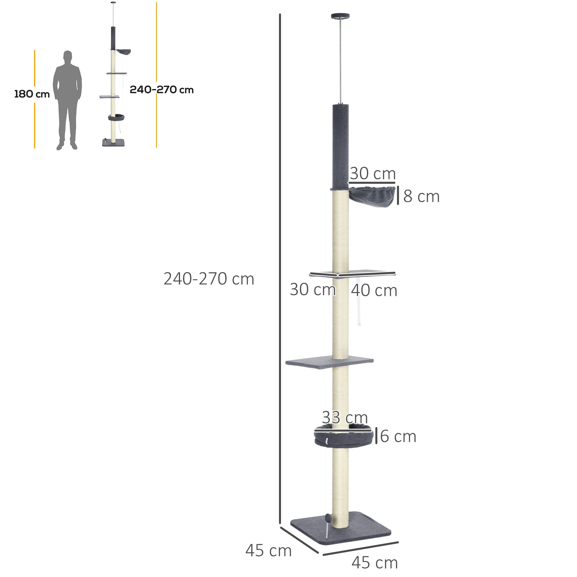 5-Tier Floor-to-Ceiling Cat Tree for Active Indoor Cats - image 2