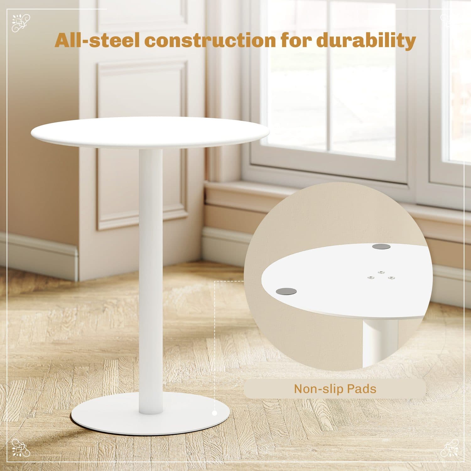 White Round 60cm Dining Table for Compact Spaces - image 4