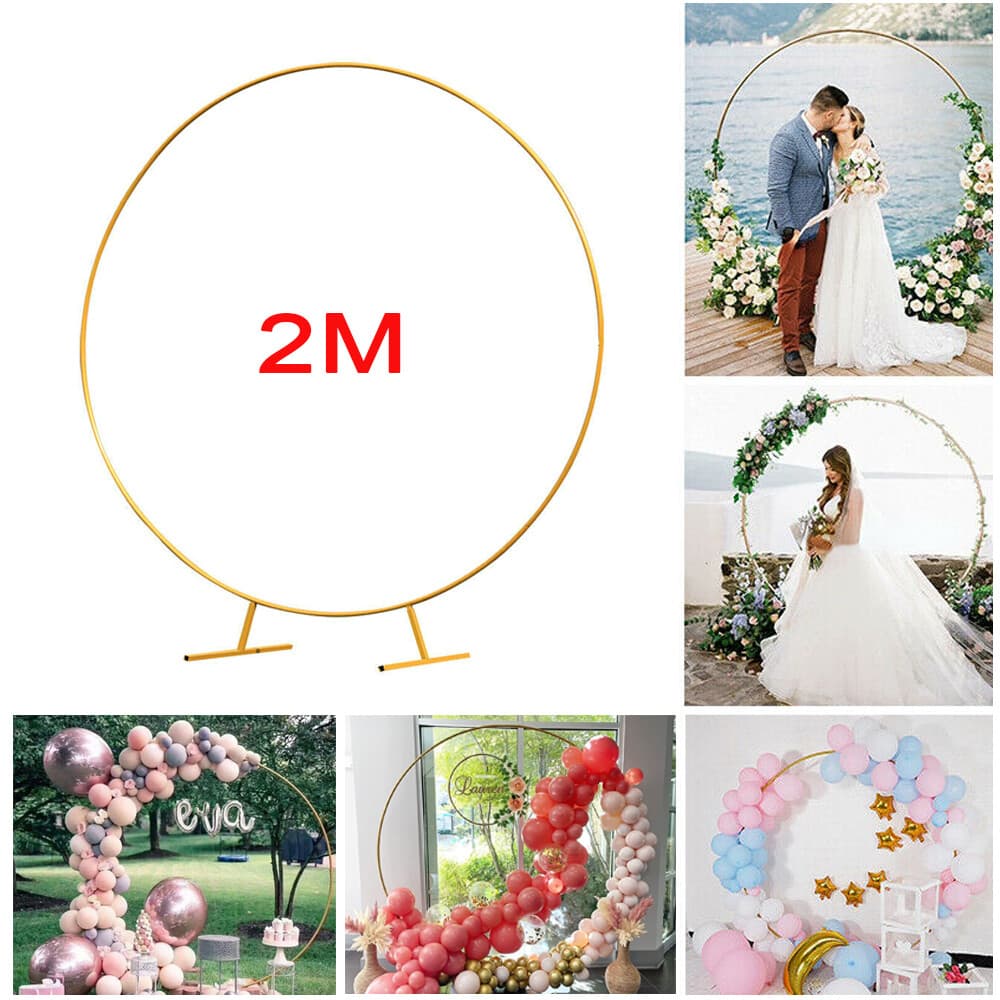 2m Gold Round Balloon Arch Backdrop Stand - Default