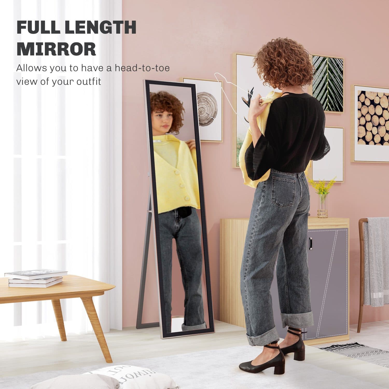 Full-Length Standing Mirror With Black Frame – 157cm - image 2