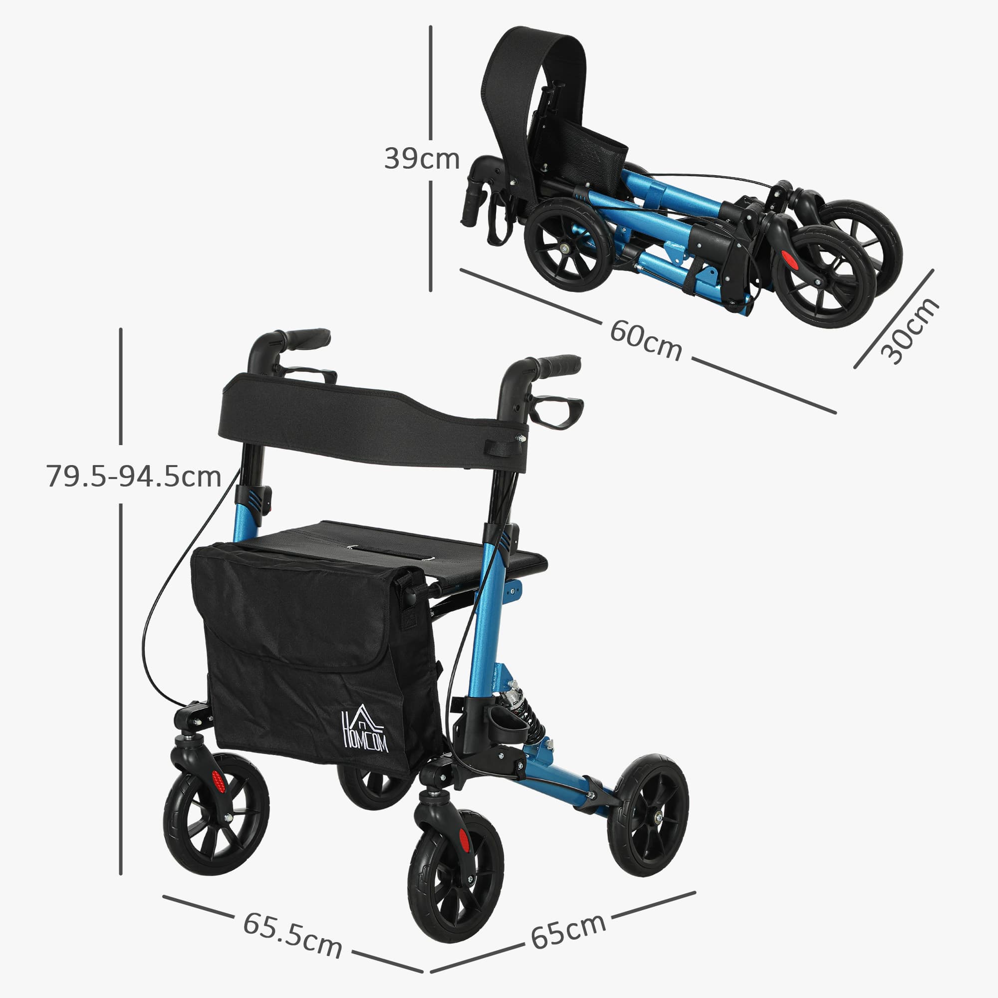 4-Wheel Rollator Walker With Padded Seat, Backrest and Storage Bag - image 4
