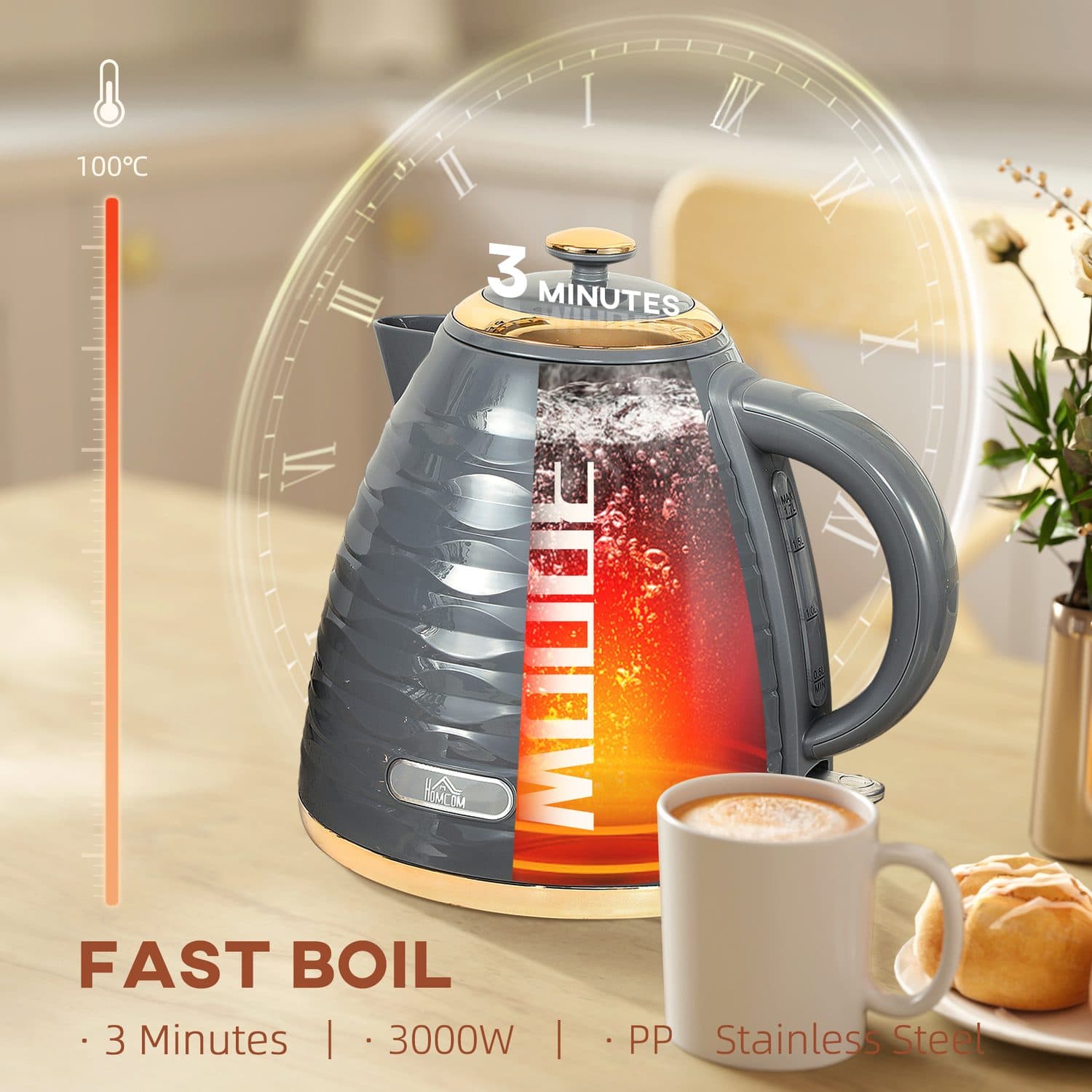 Fast-Boil Grey Kettle with Honeycomb Texture - image 5