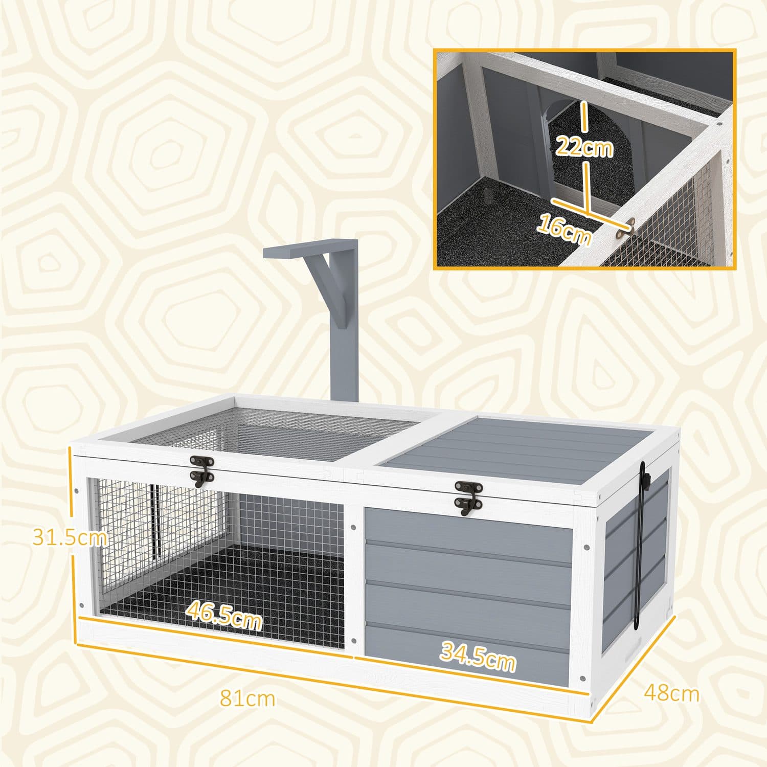 PawHut Wooden Tortoise Enclosure, Light Grey - image 4