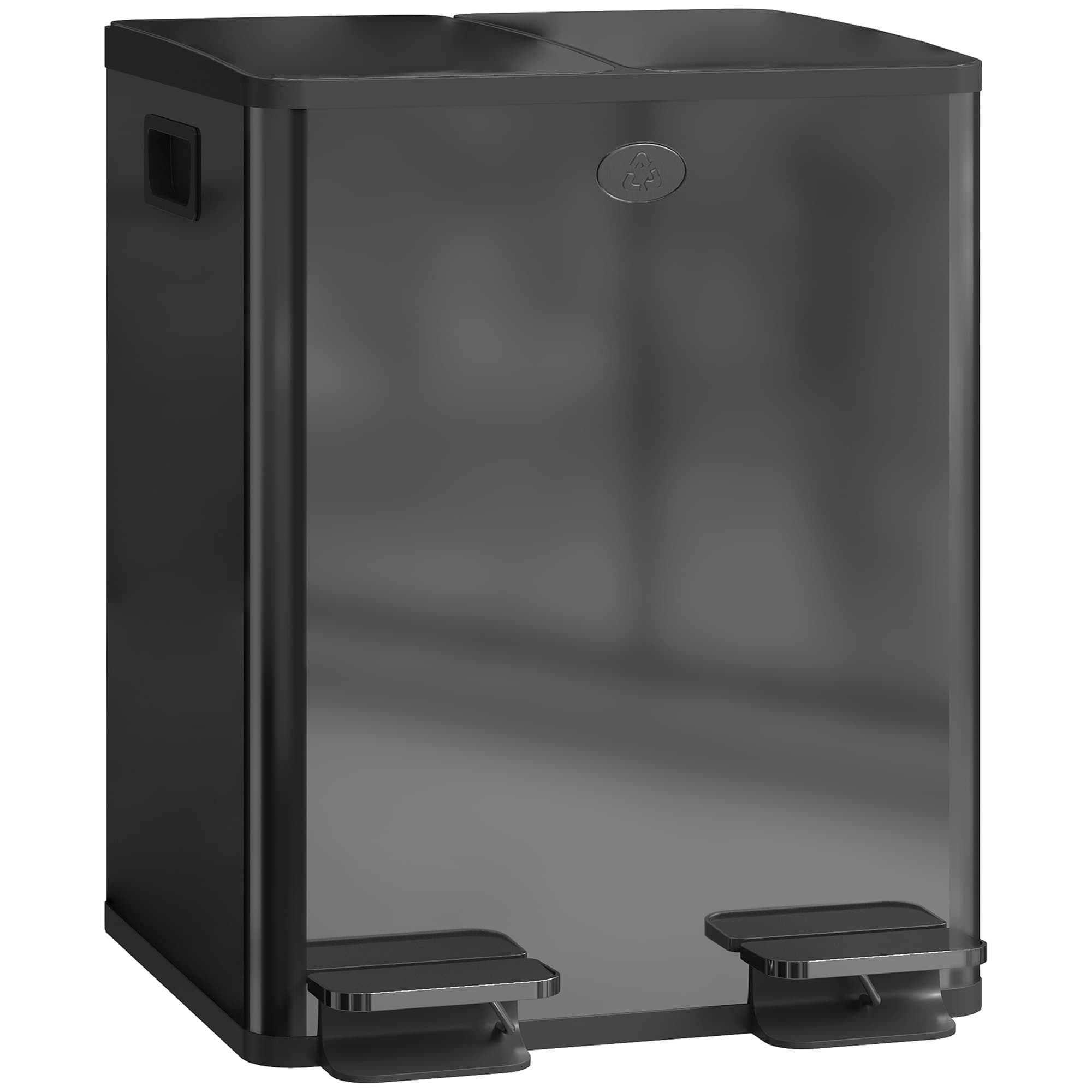 40L Dual Pedal Bin for Sorted Kitchen Waste - Black