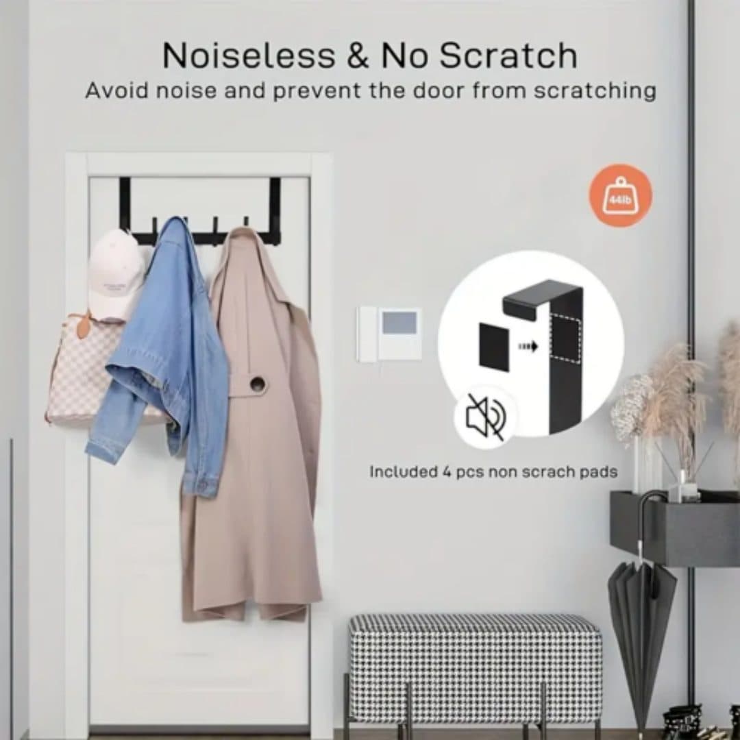 Heavy-Duty Over Door Hanger with Six Hooks in Matte Black - image 3