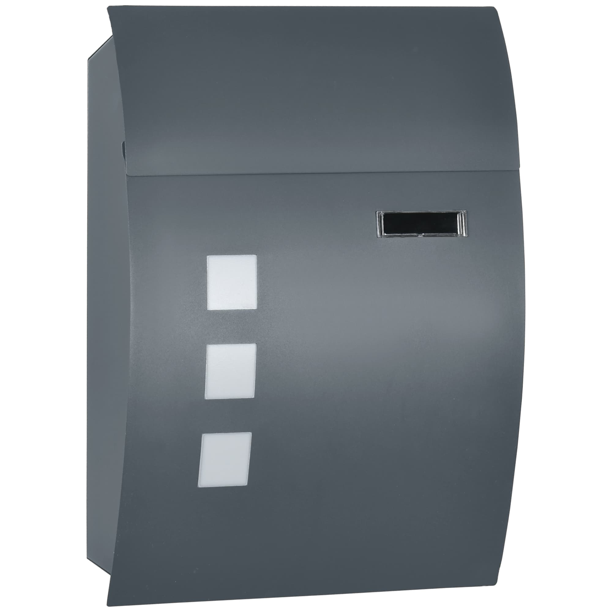 Anthracite Grey Outdoor Letter Box with Lock and Nameplate - Grey