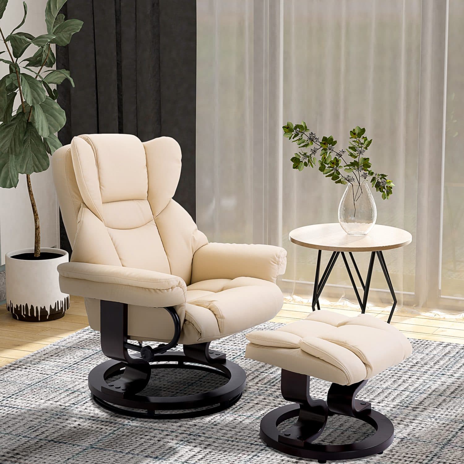 Cream Swivel Recliner - image 3