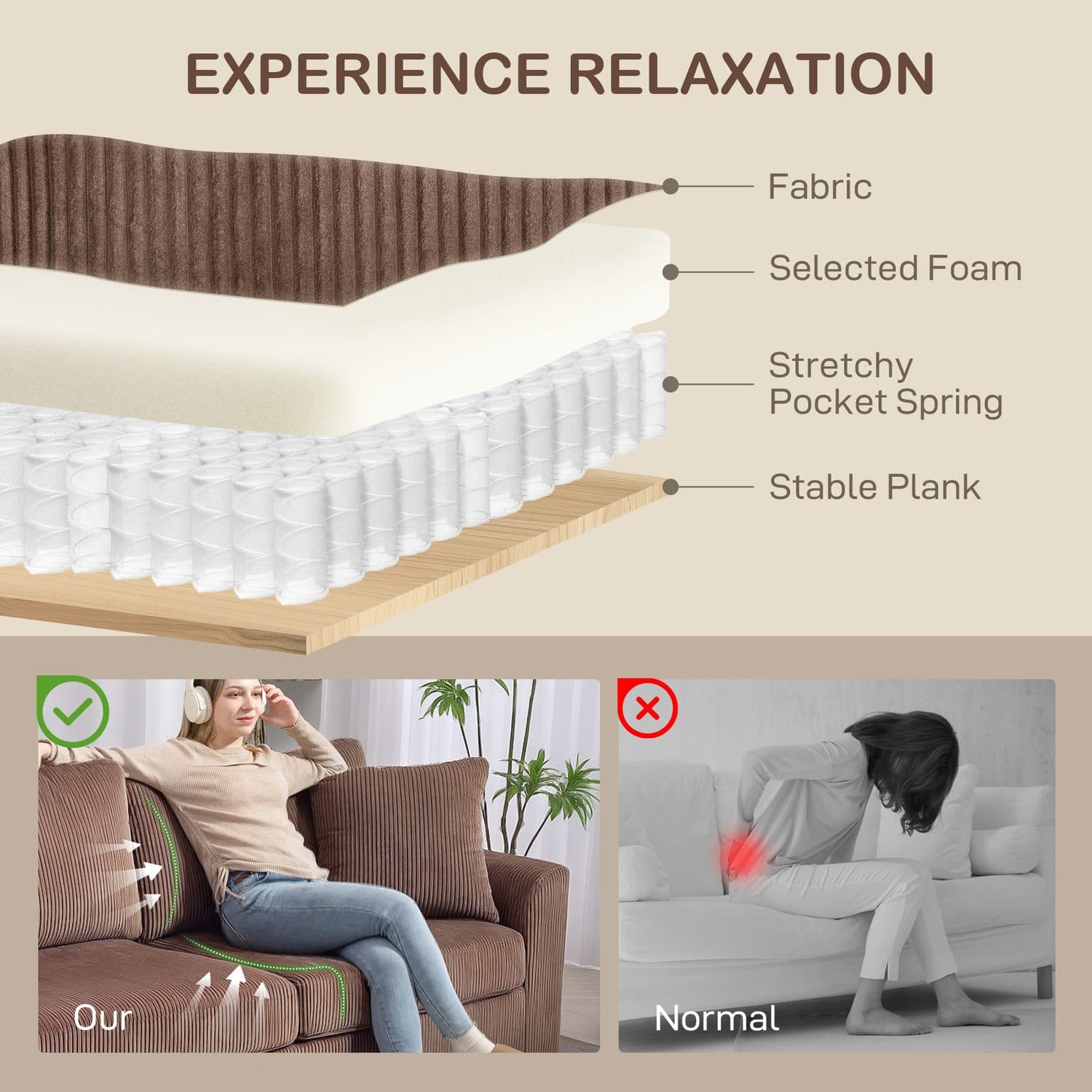 3 Seater Jumbo Cord Sofa - image 2