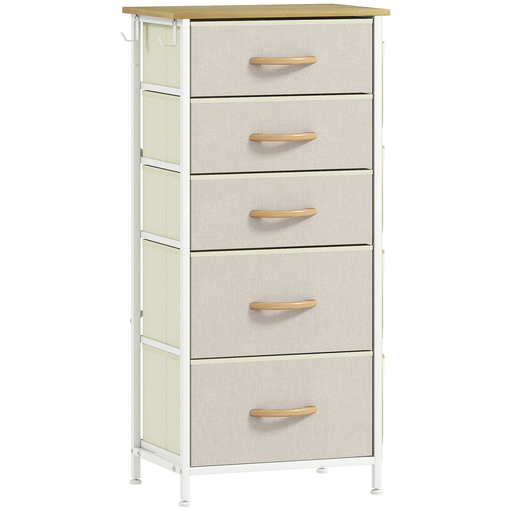A Tall Fabric Drawer Chest for Bedroom Storage - Beige