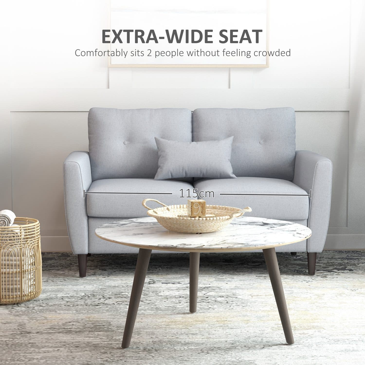 Light Grey 2 Seater Fabric Sofa - image 3