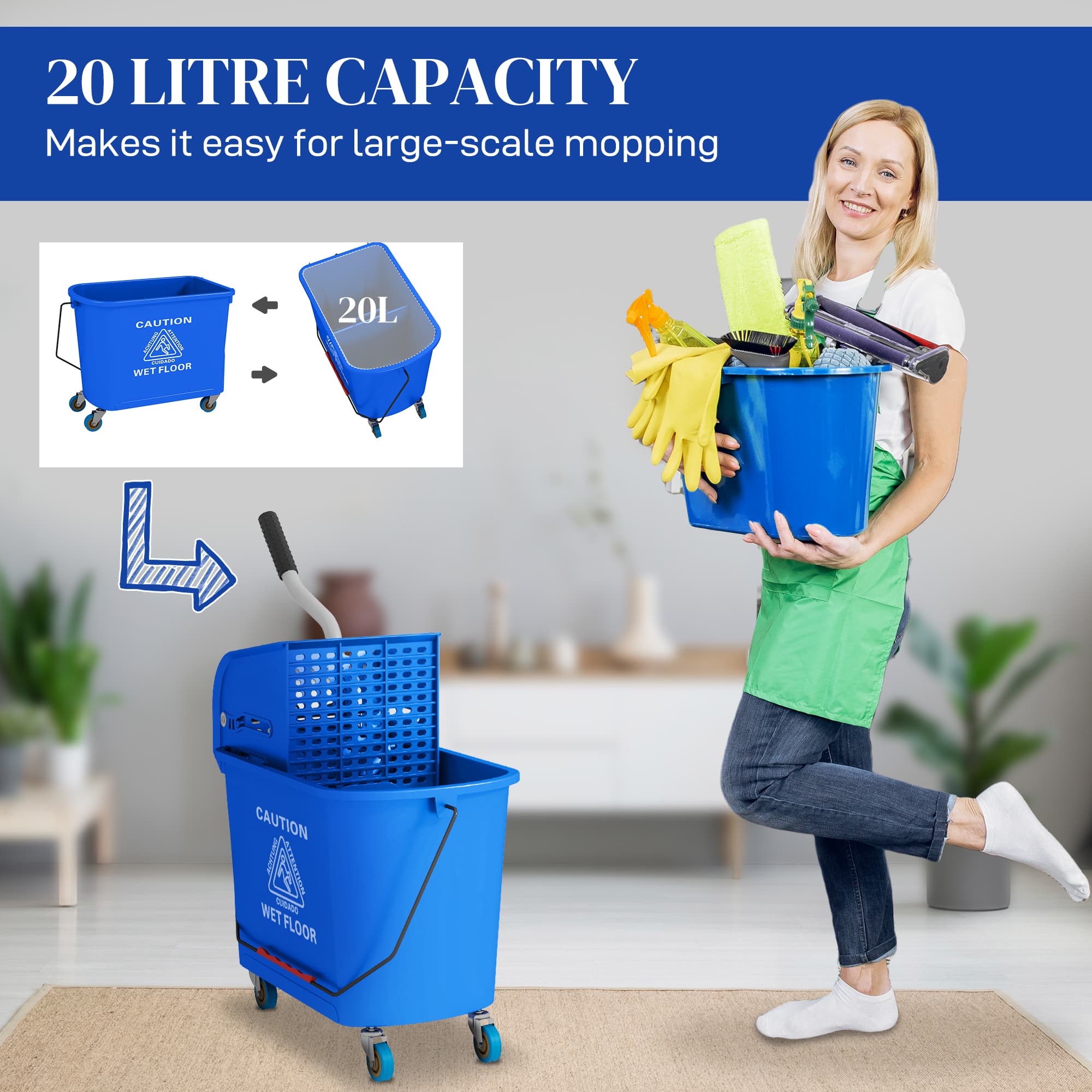 20-Litre Mop Bucket with Wringer and Built-In Separation - image 4