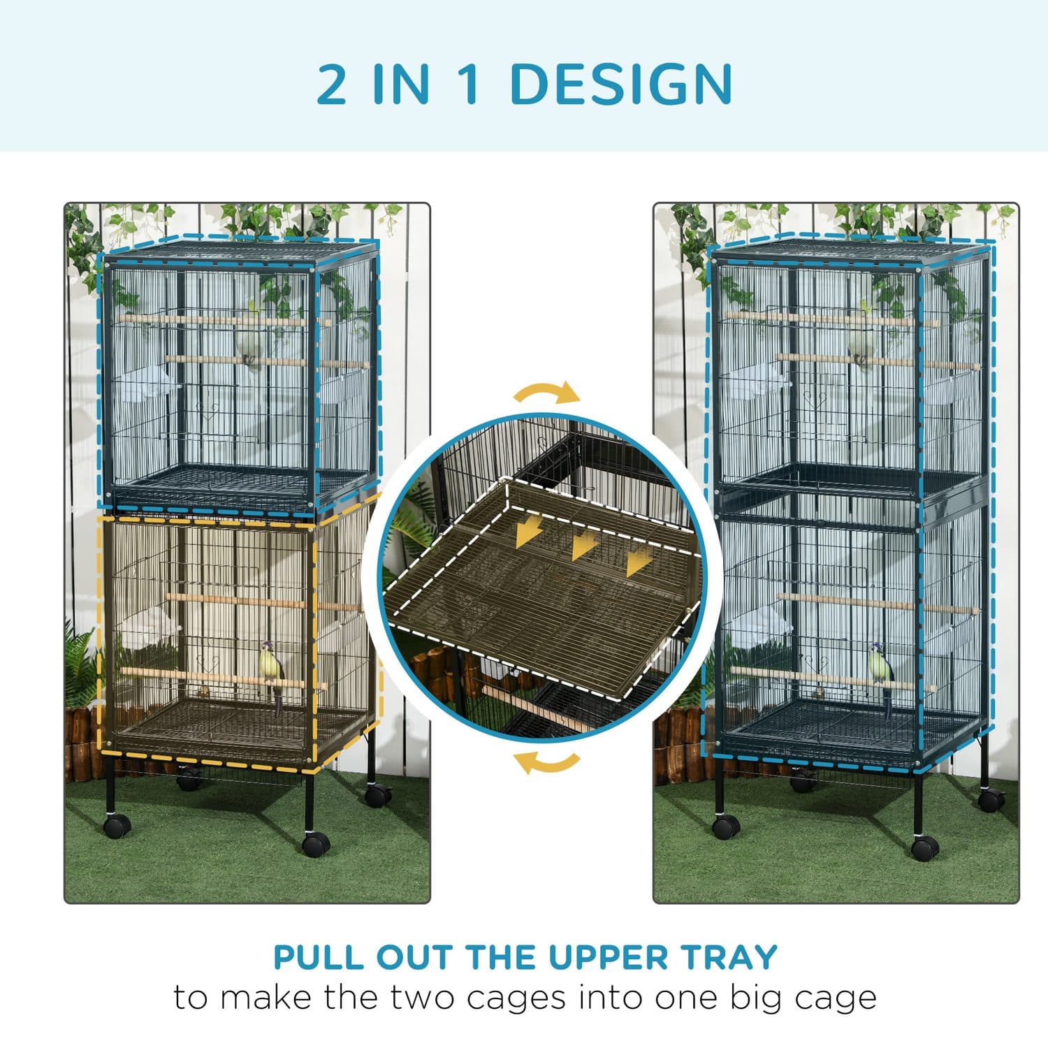 PawHut 2-in-1 Large Bird Aviary - image 4