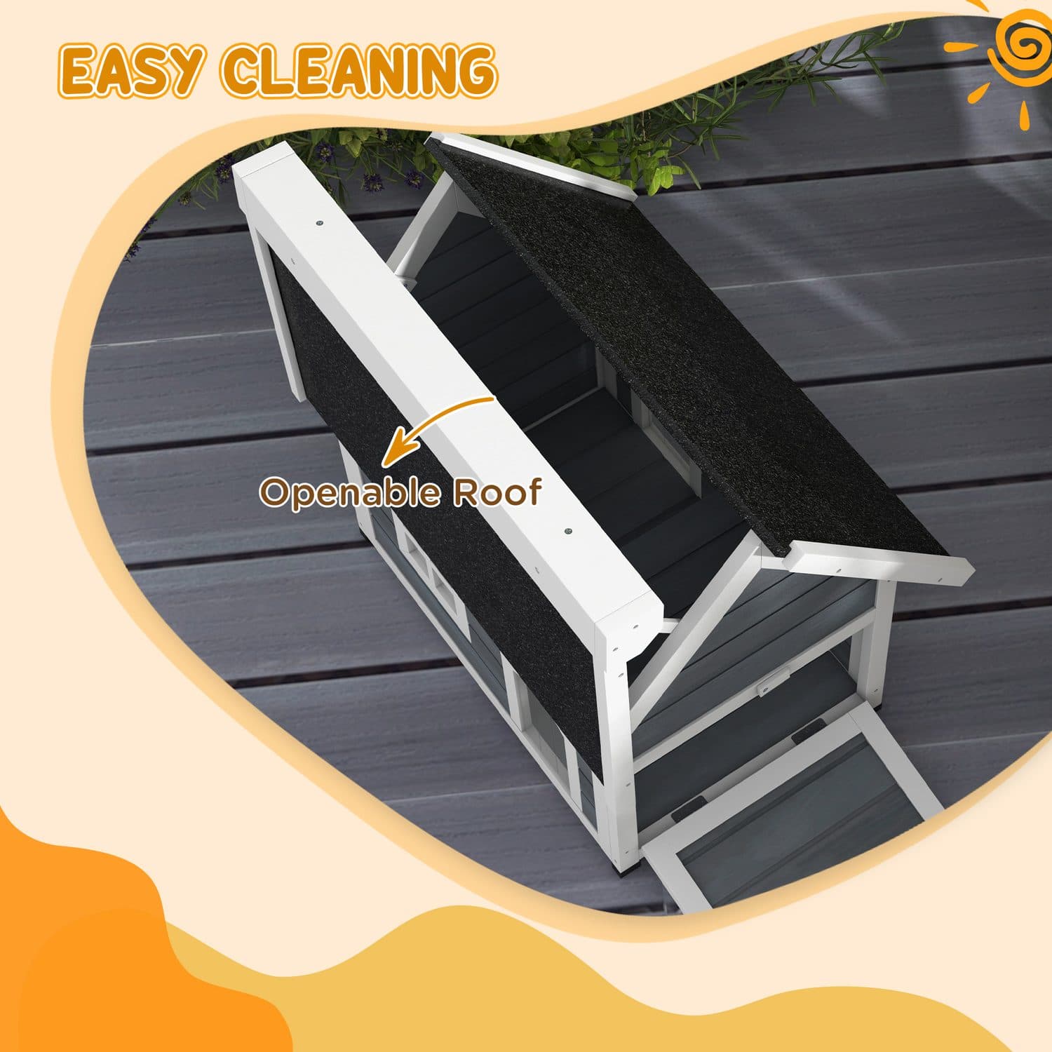 PawHut Outdoor Cat House with Three Doors - image 4