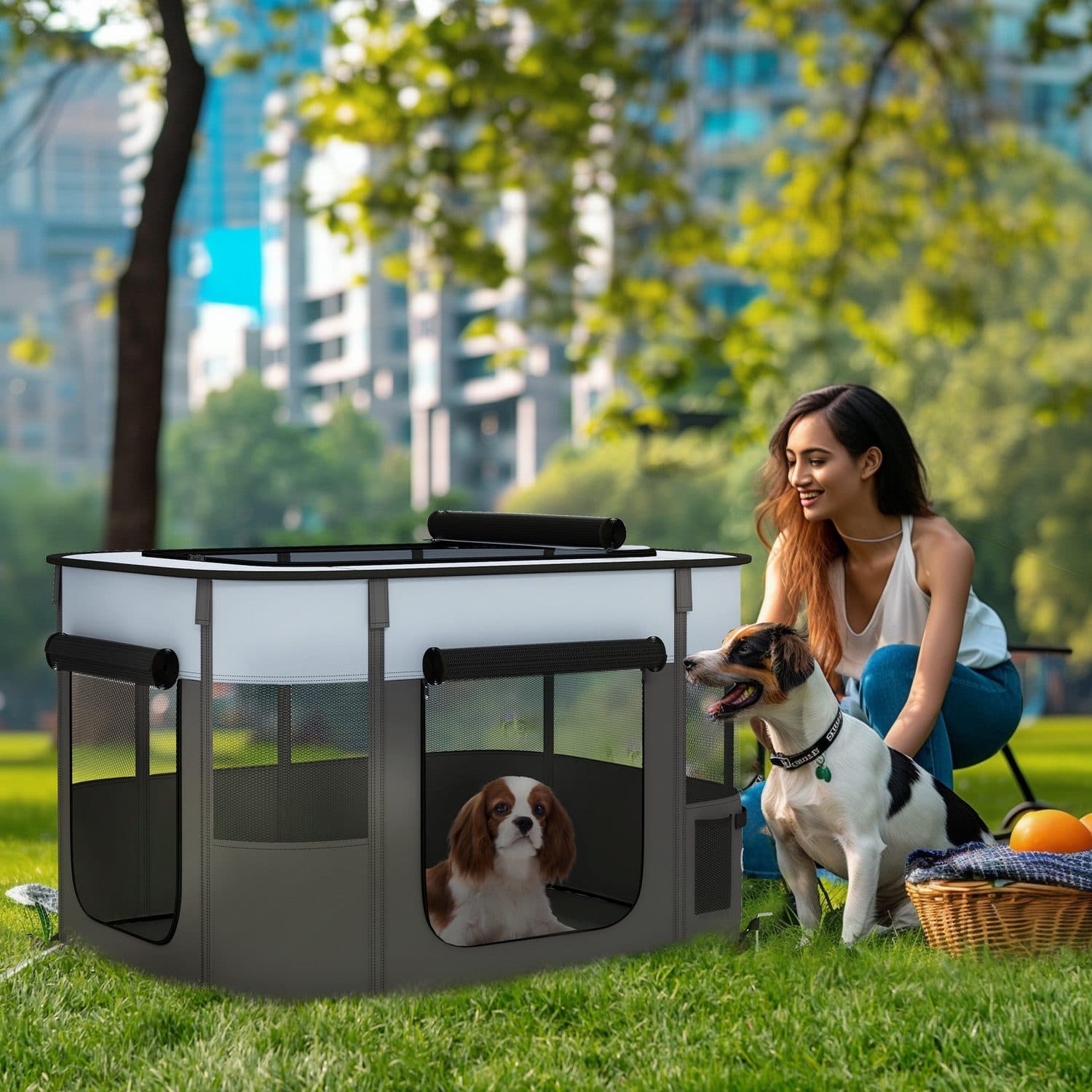 Foldable Dog Pen with Mesh Windows & Carry Bag - image 2