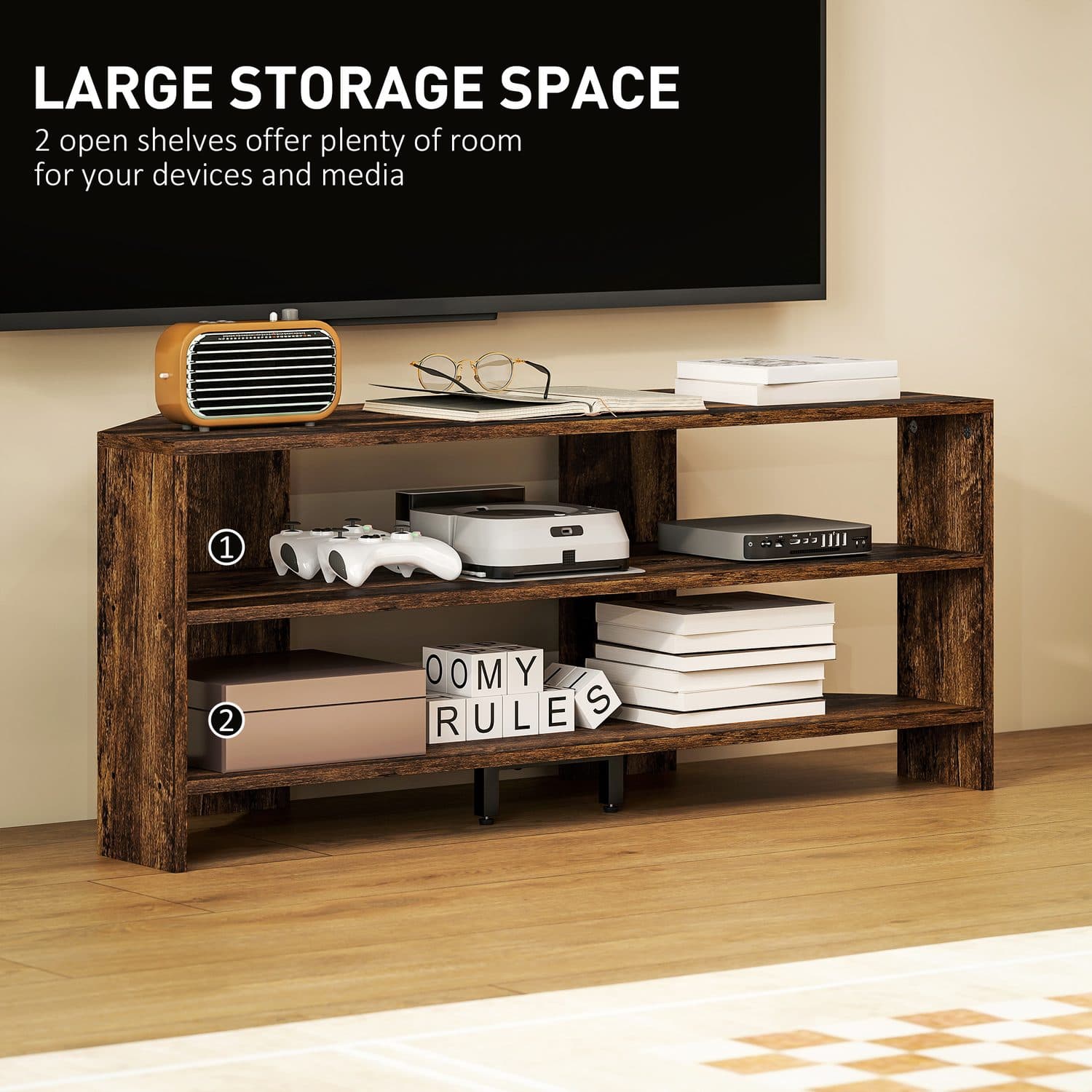 Space-Saving Rustic Brown Corner TV Unit for 47 Inch Screens - image 5