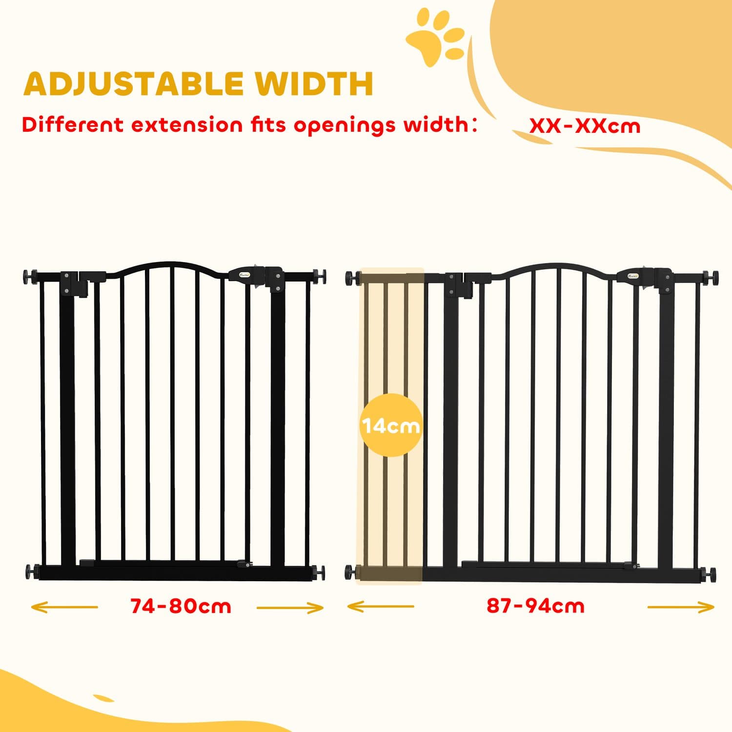 PawHut Adjustable Metal Pet Gate With Auto-Close Door - image 4