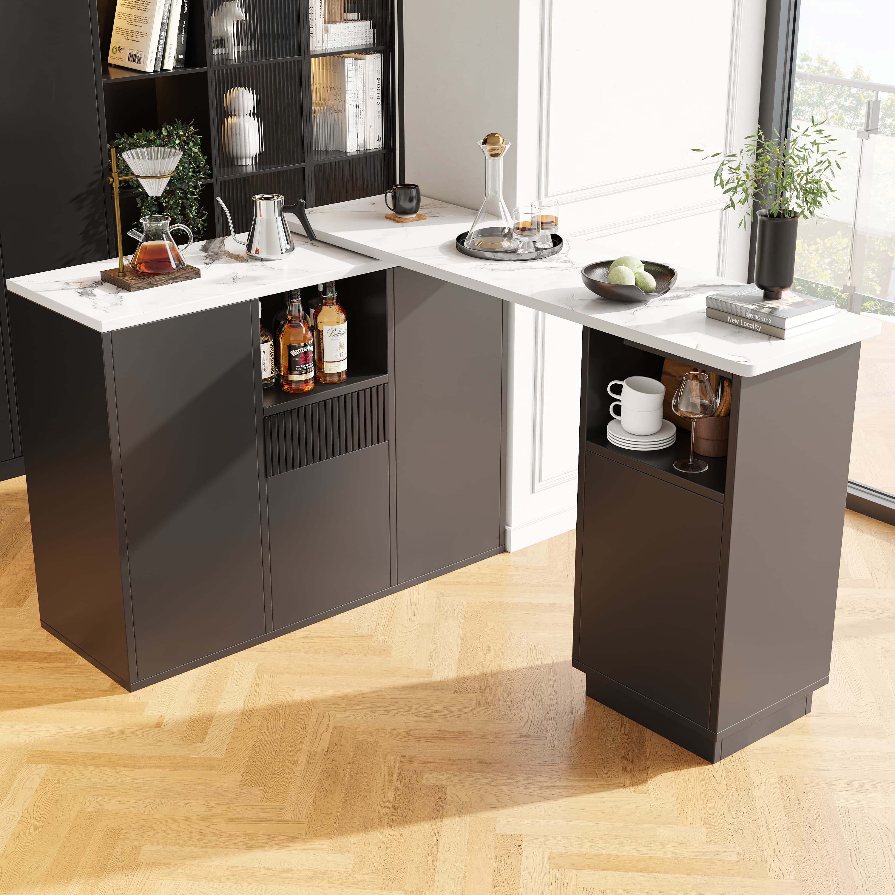 360° Swivelling Bar Table with Storage - image 3