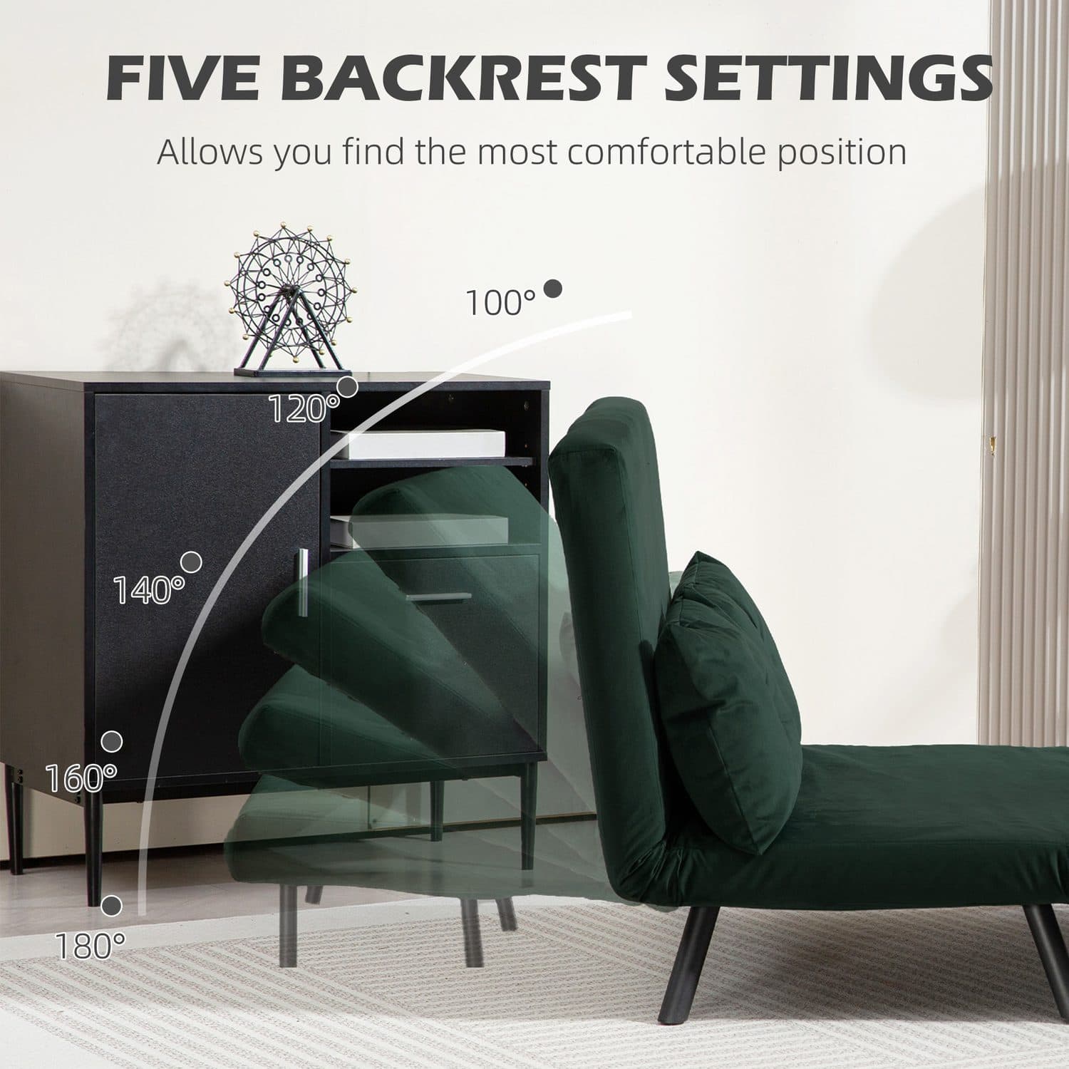 4-in-1 Green Velvet Double Sofa Bed - image 1