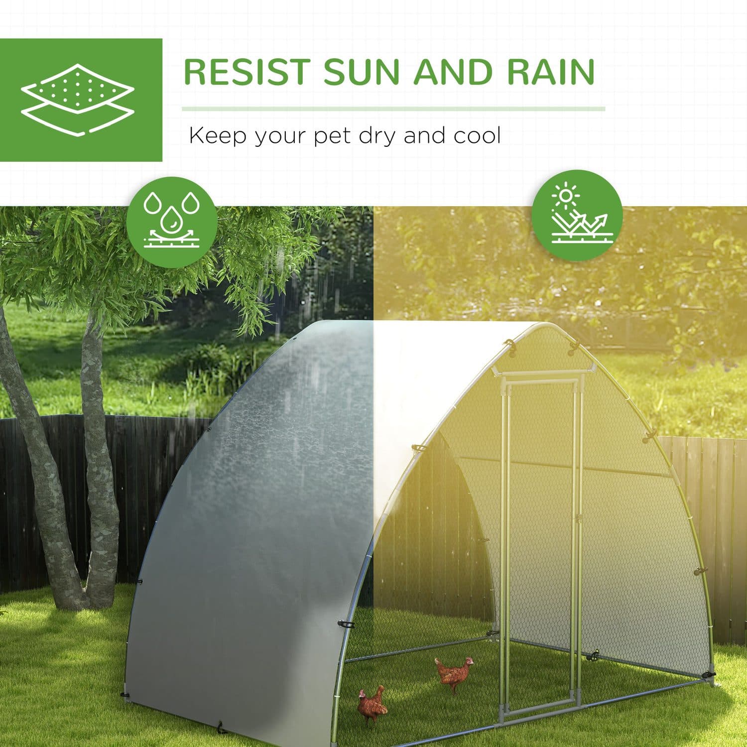 PawHut Galvanised Outdoor Chicken Coop, 3 x 1.9 x 2.2m - image 5