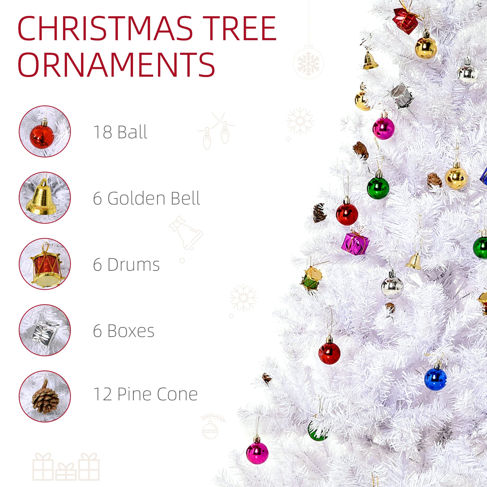 White Artificial Christmas Tree With Colourful Decorations - image 2