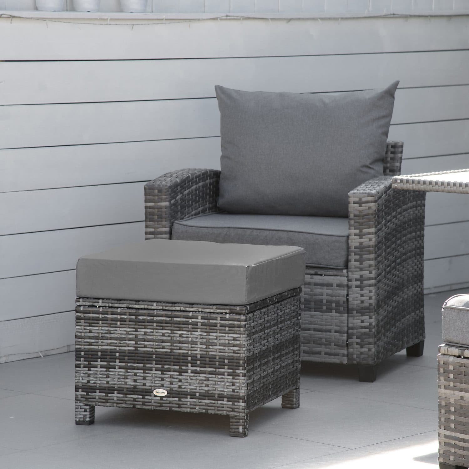 Grey Rattan Footstool for Effortless Relaxation - image 3