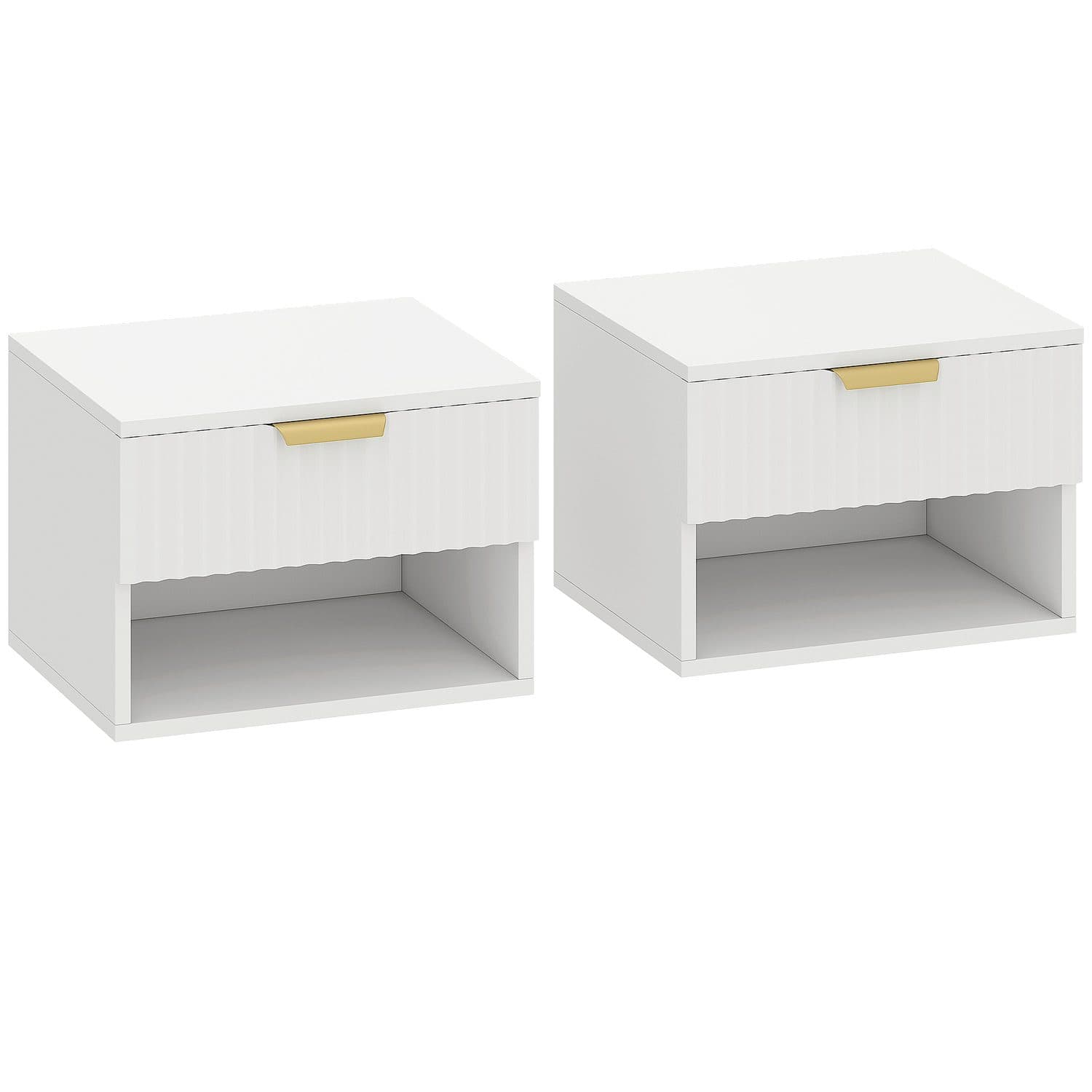 White Floating Bedside Tables - White