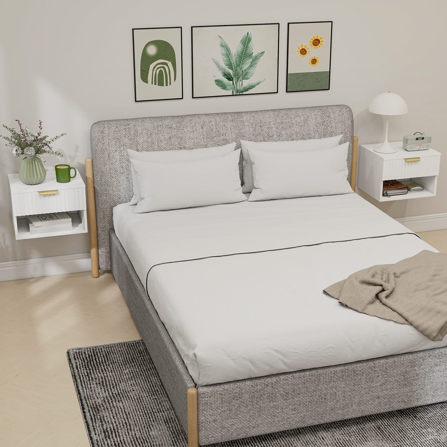 White Floating Bedside Tables - image 3