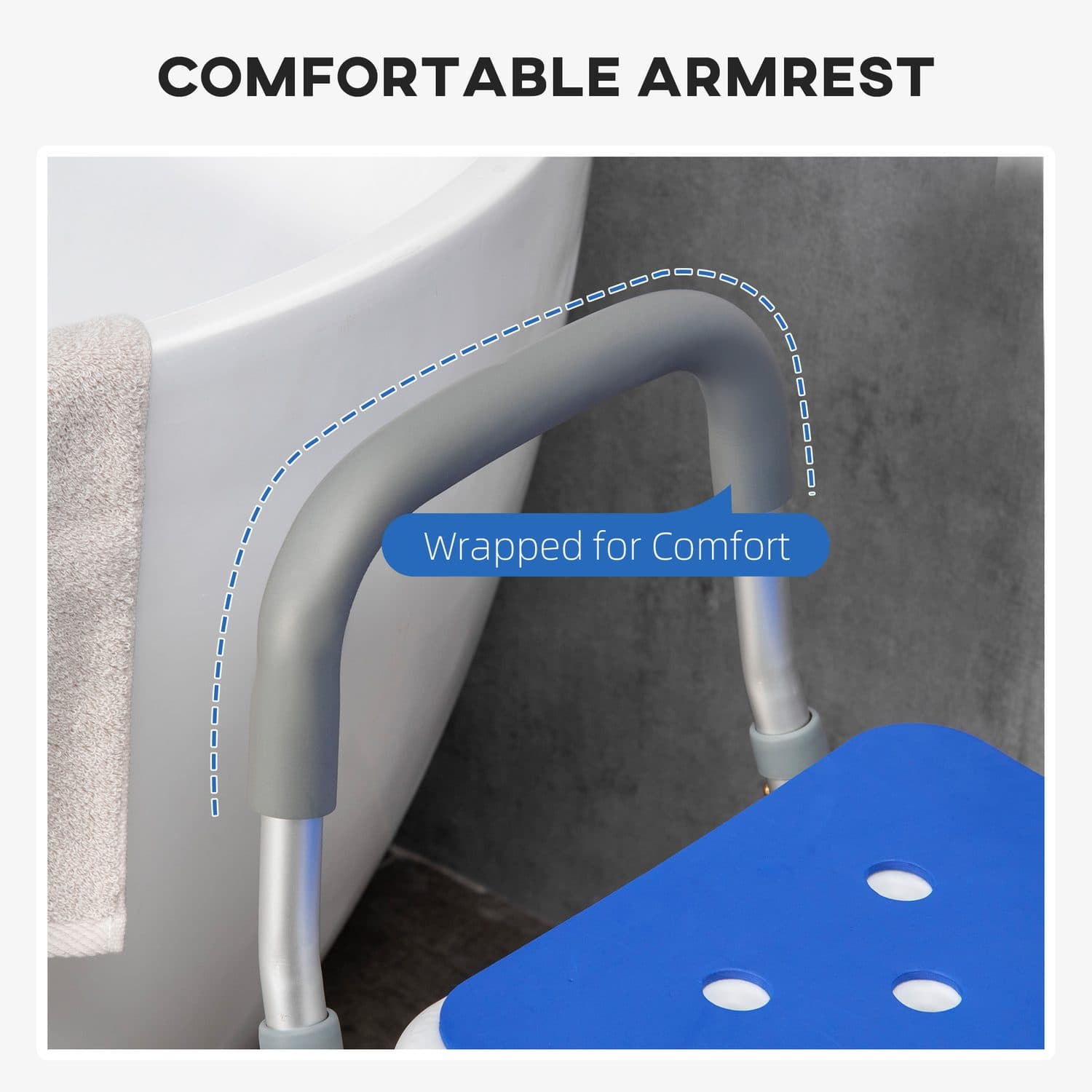 Blue Padded Shower Chair with Arms - image 4