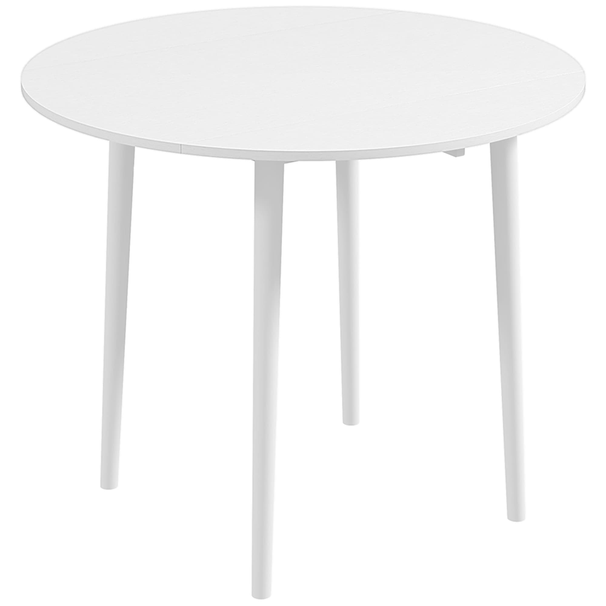 Round Drop Leaf Table for Four — White, Compact Dining