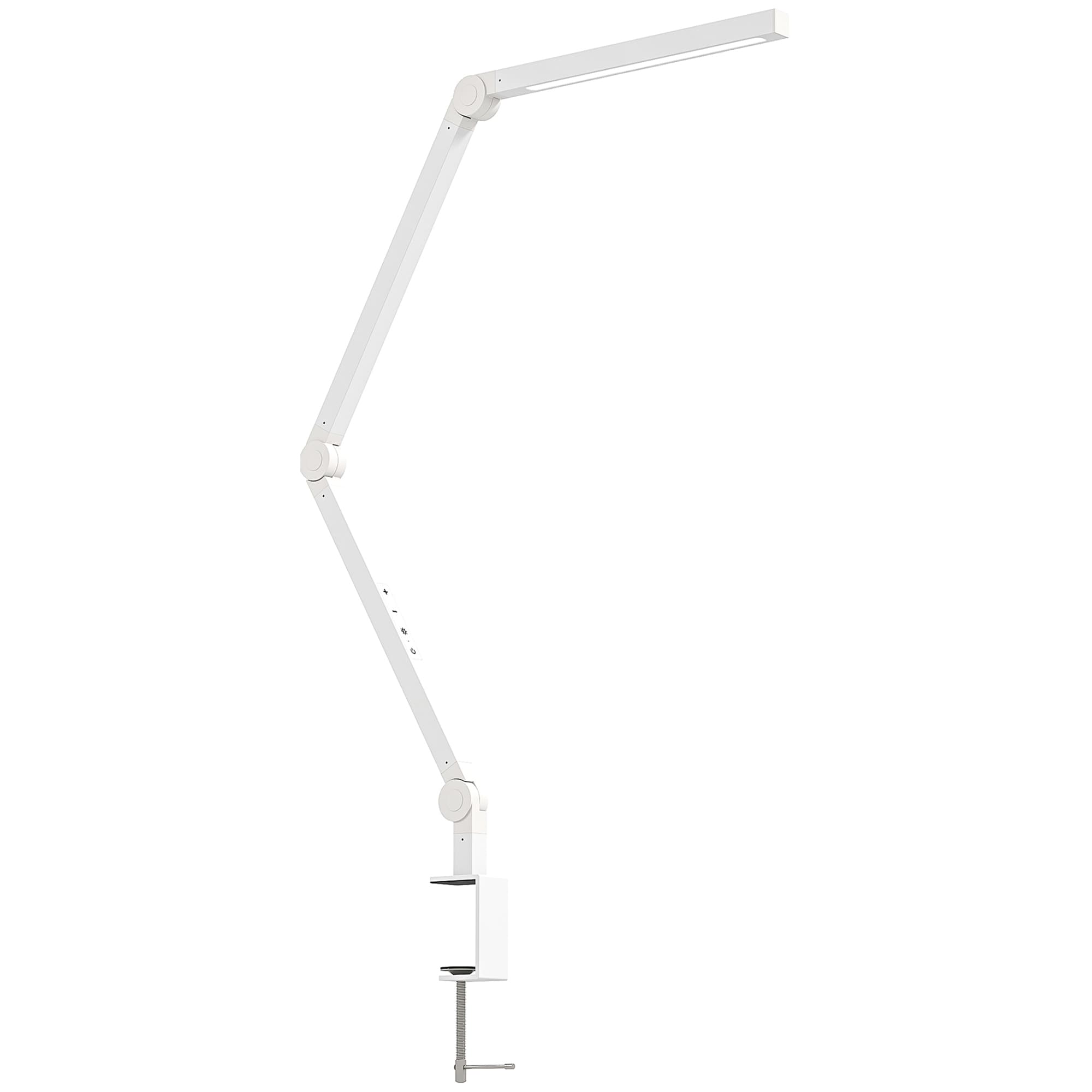 Adjustable Swing Arm Desk Lamp with Clamp and 5 Brightness Levels - White