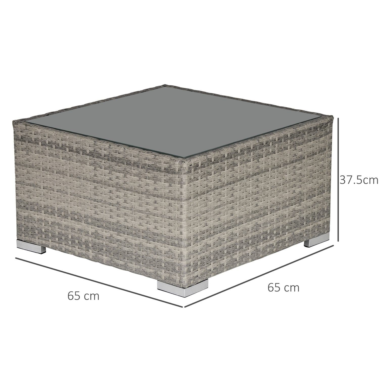 Grey Rattan Square Garden Table - image 2