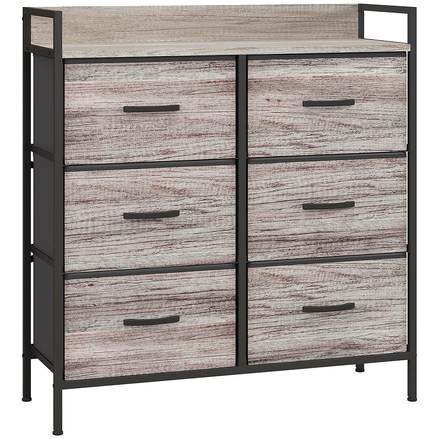 Rustic Six Drawer Storage Chest for Bedrooms - Grey Wood Effect