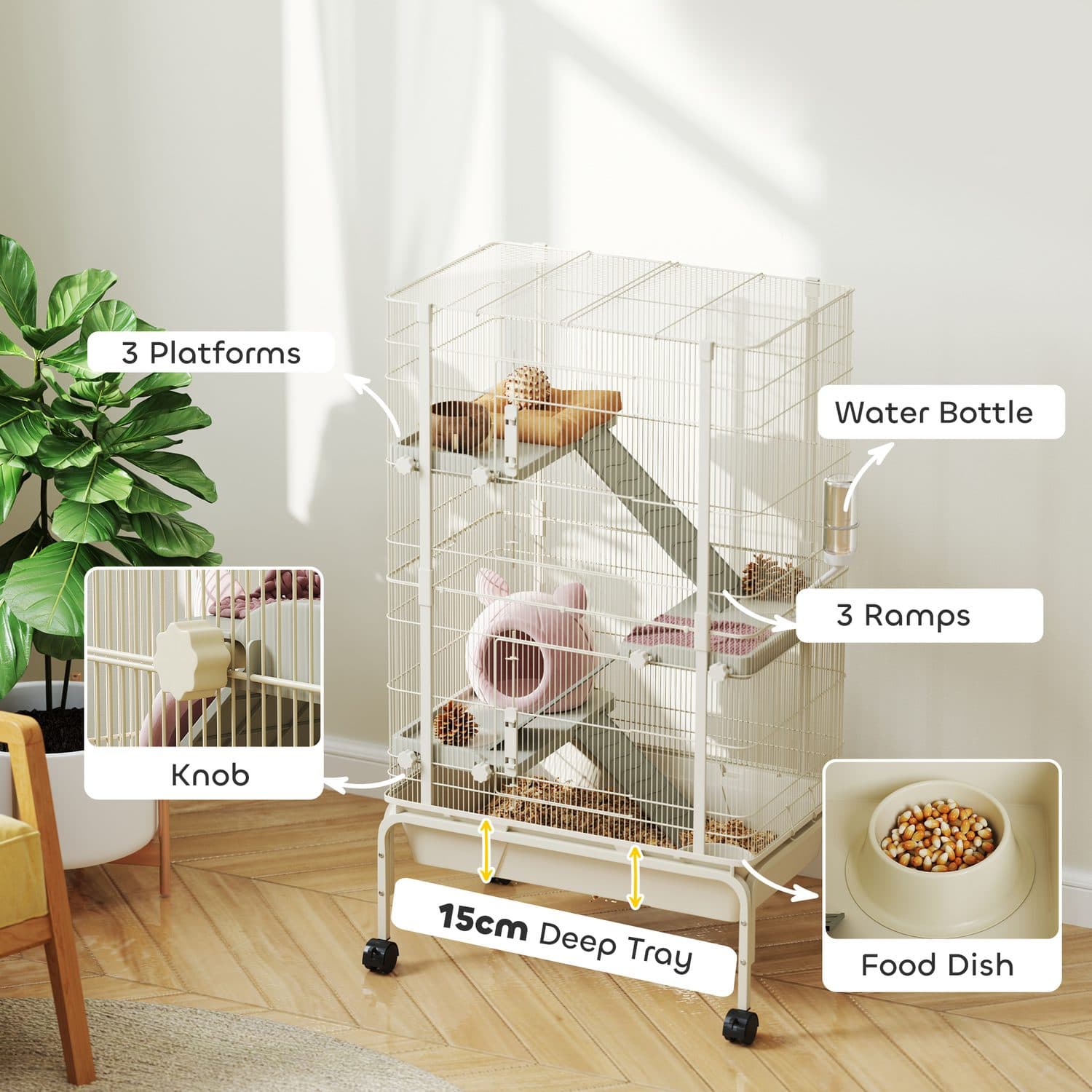 PawHut Four-Tier Small Animal Cage on Wheels - image 2