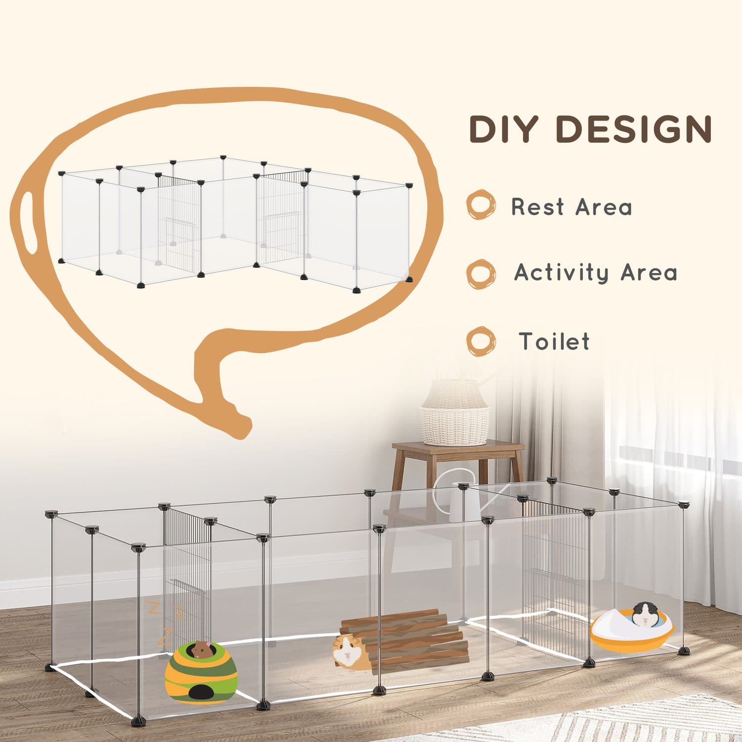 PawHut 18-Panel DIY Playpen for Guinea Pigs and Hedgehogs - image 5