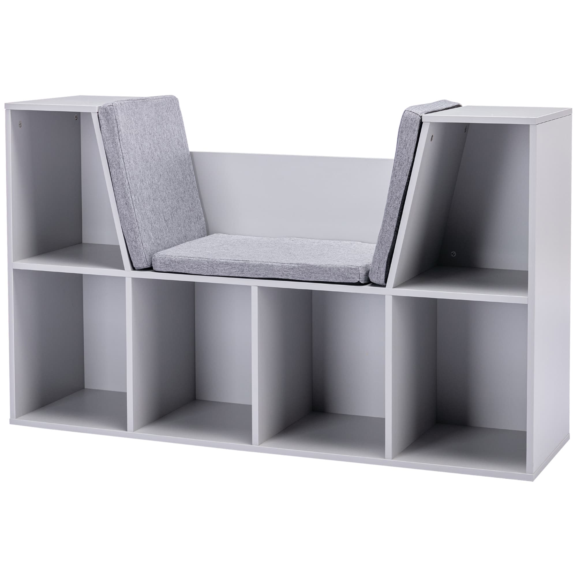 Grey Kids Storage Bookcase & Seat
