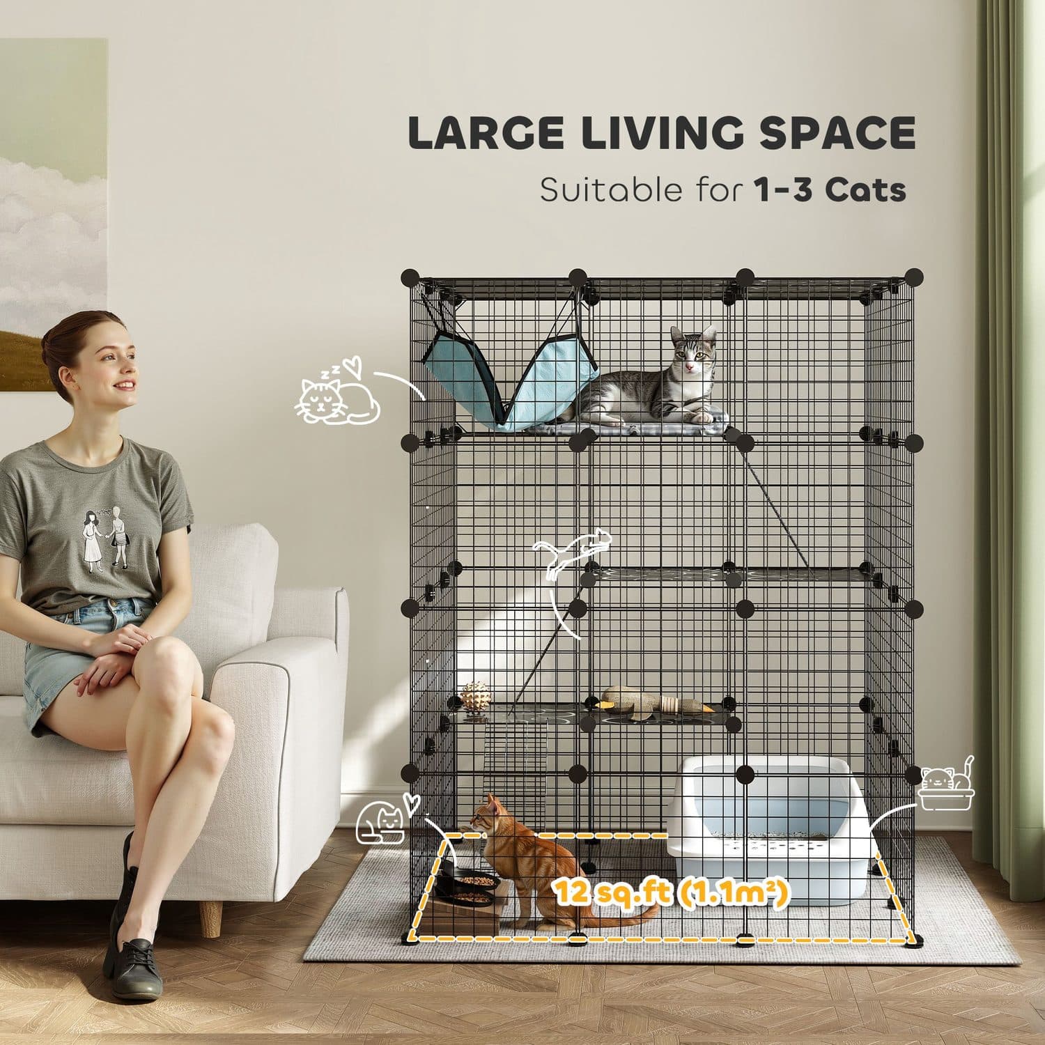 Four-Tier DIY Cat Cage with Hammock and Ramps - image 5