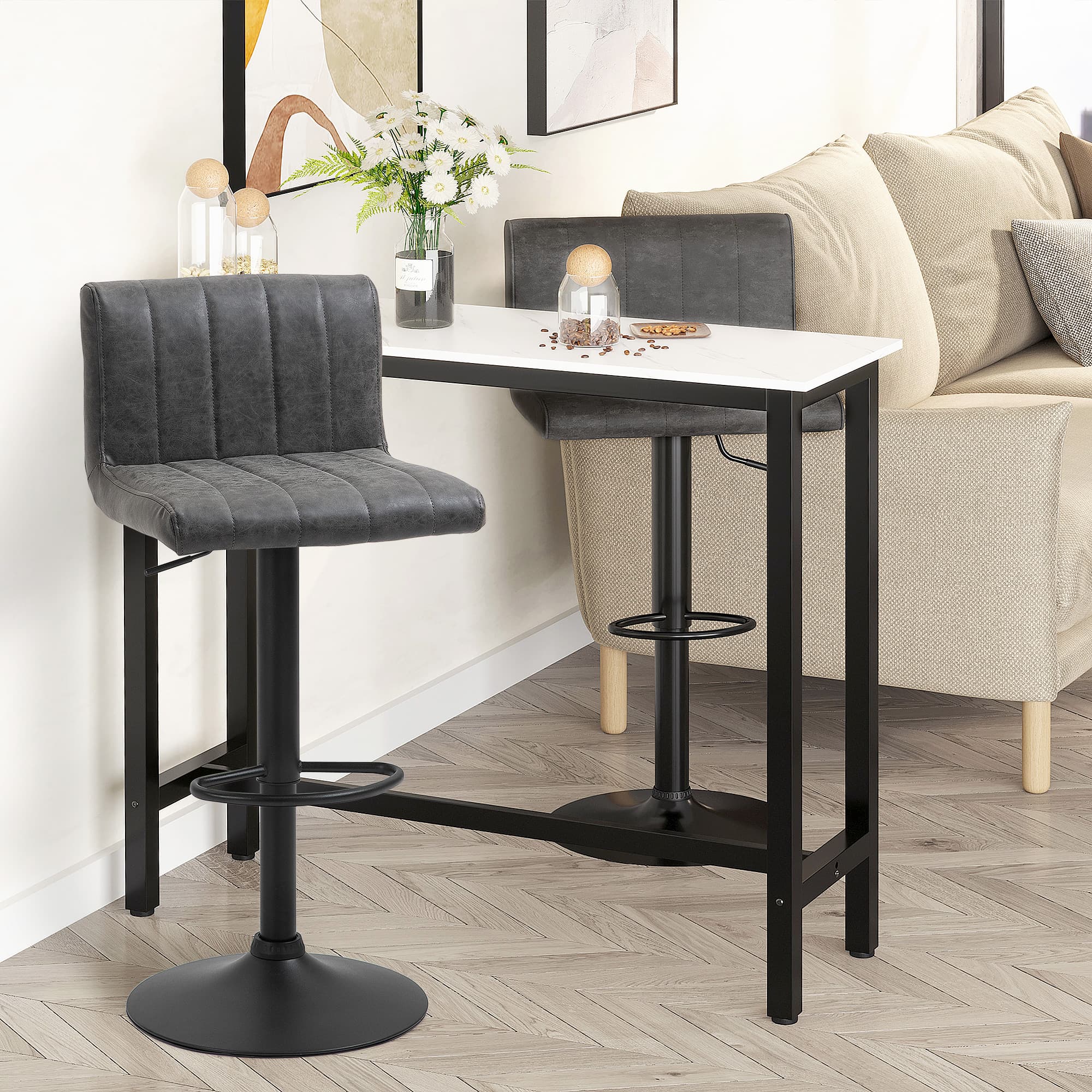 Grey Adjustable Barstools for Kitchen Counter Seating - image 2