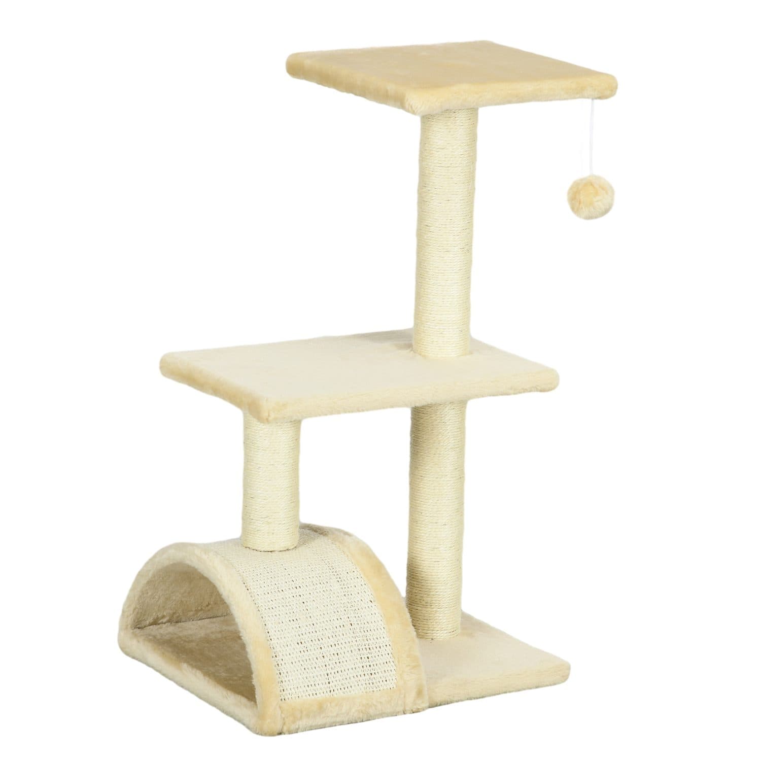 PawHut 72cm Cat Tree with Scratching Post, Cream White