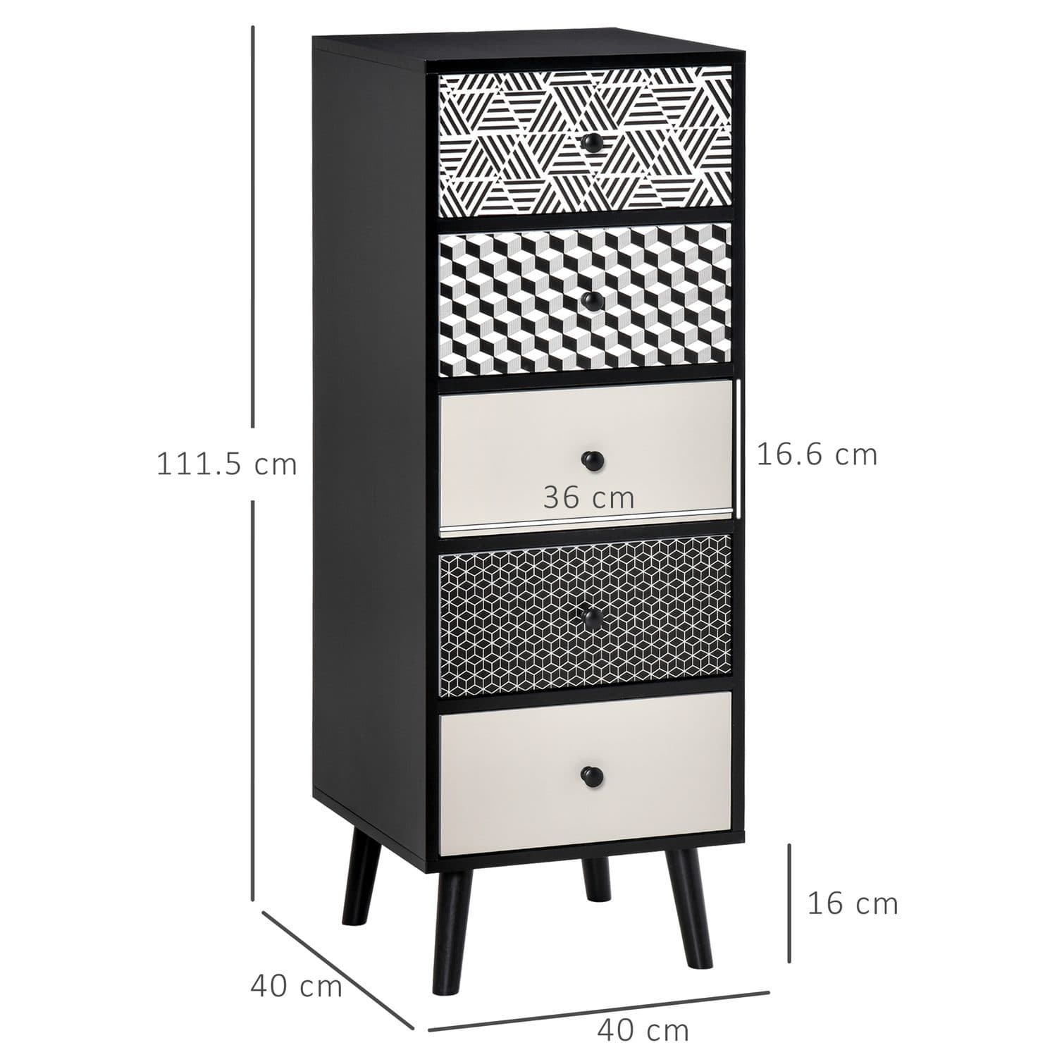 Black & Grey 5-Drawer Chest for Effortless Organisation - image 5