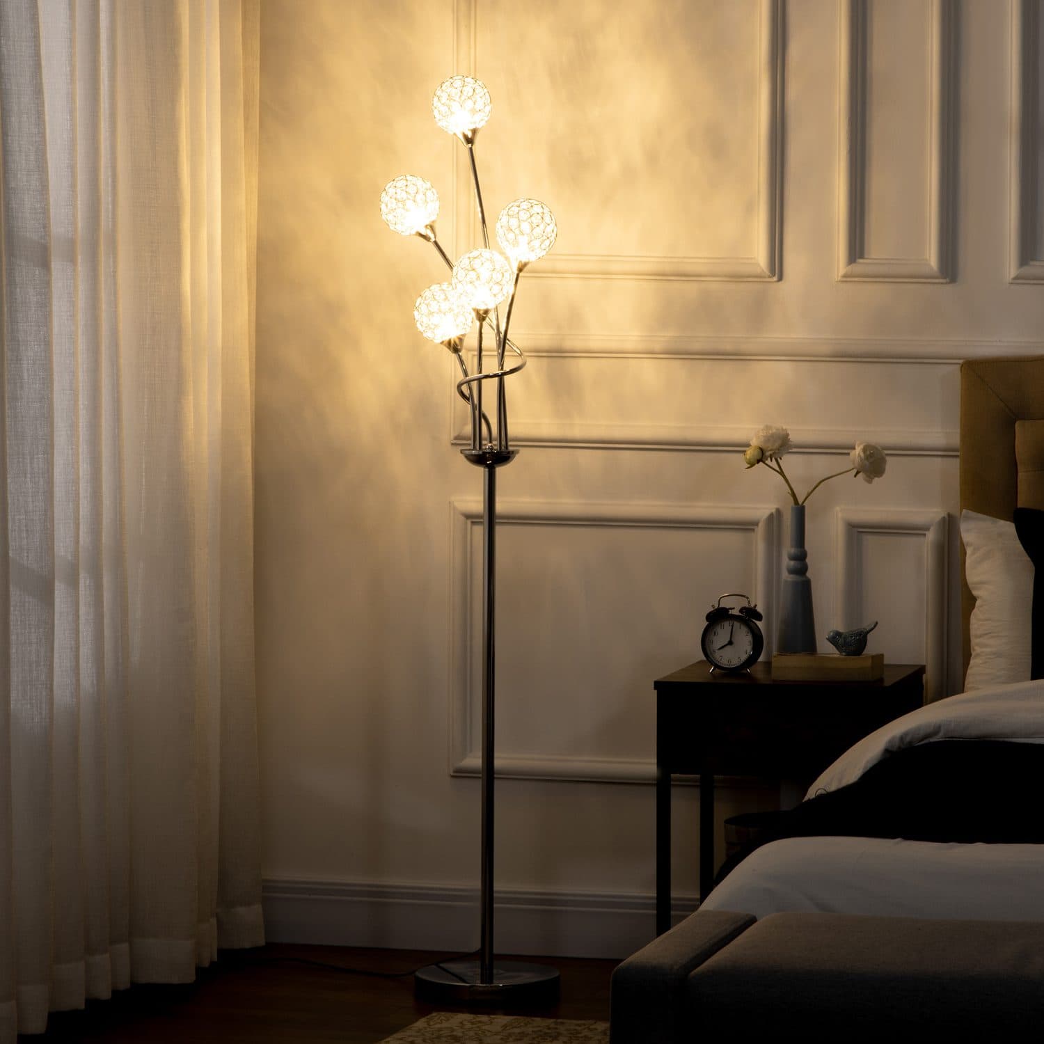 5-Light Silver Crystal Floor Lamp - image 5