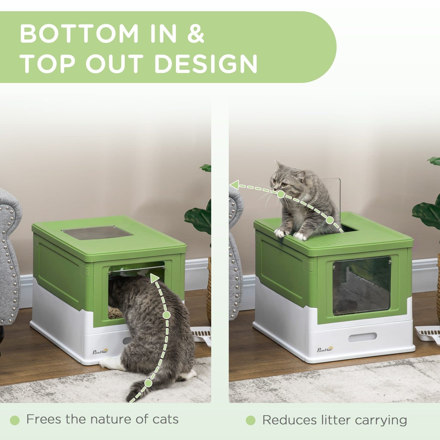 Enclosed Cat Litter Tray with Front Entry & Pull-Out Drawer - image 4